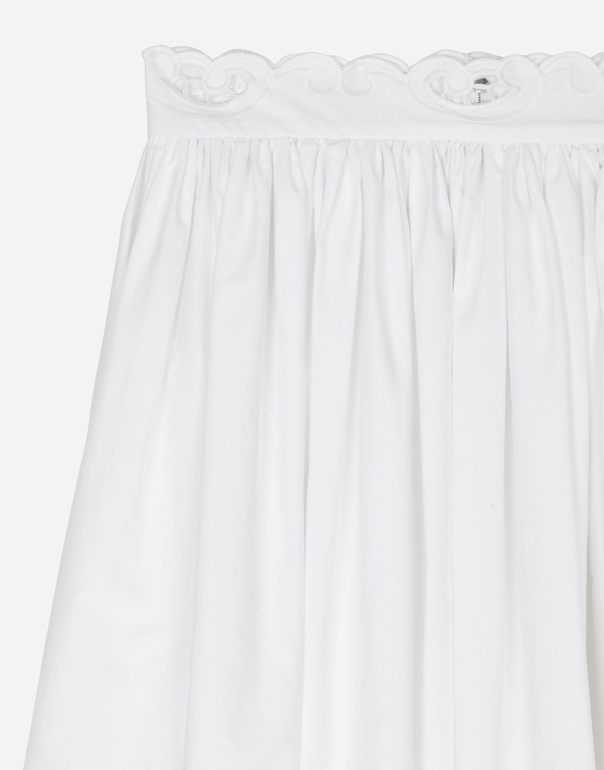 Long cotton circle skirt with cut-out detailing