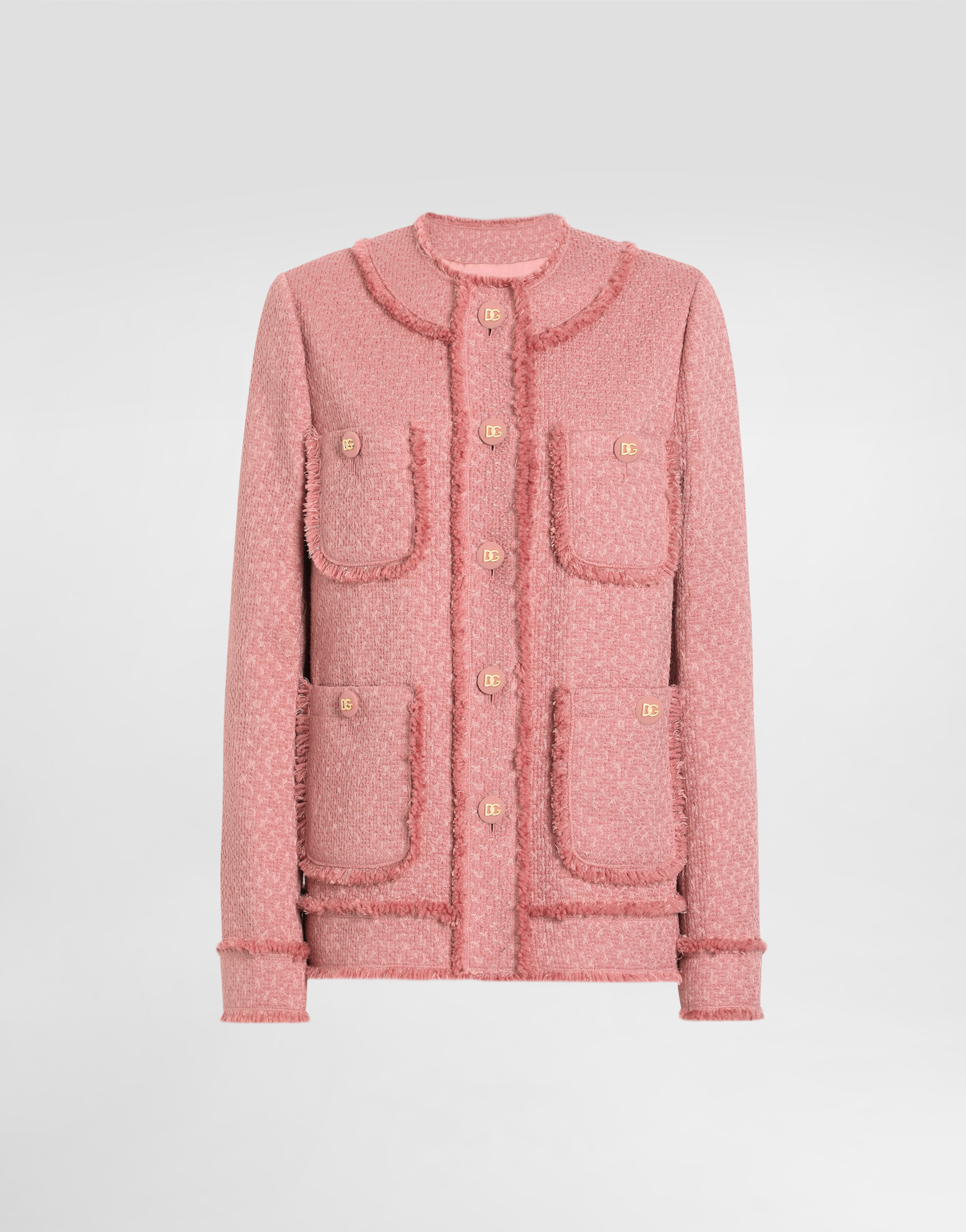 Dolce & Gabbana Single-breasted Raschel Tweed Jacket - Woman Blazers Pink