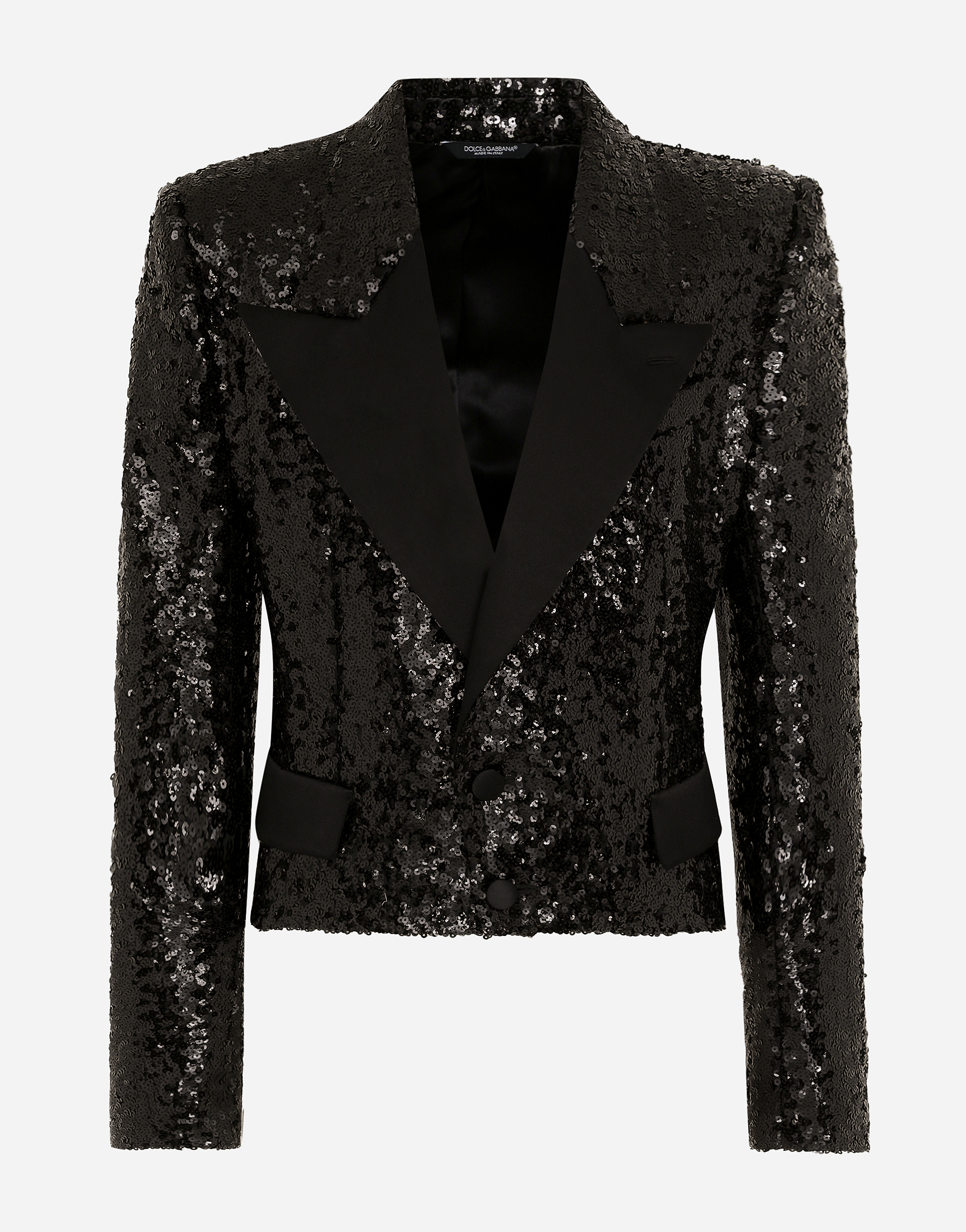 Dolce & Gabbana Short Single-breasted Jacket With Sequin Embellishment - Man Suits And Blazers Black