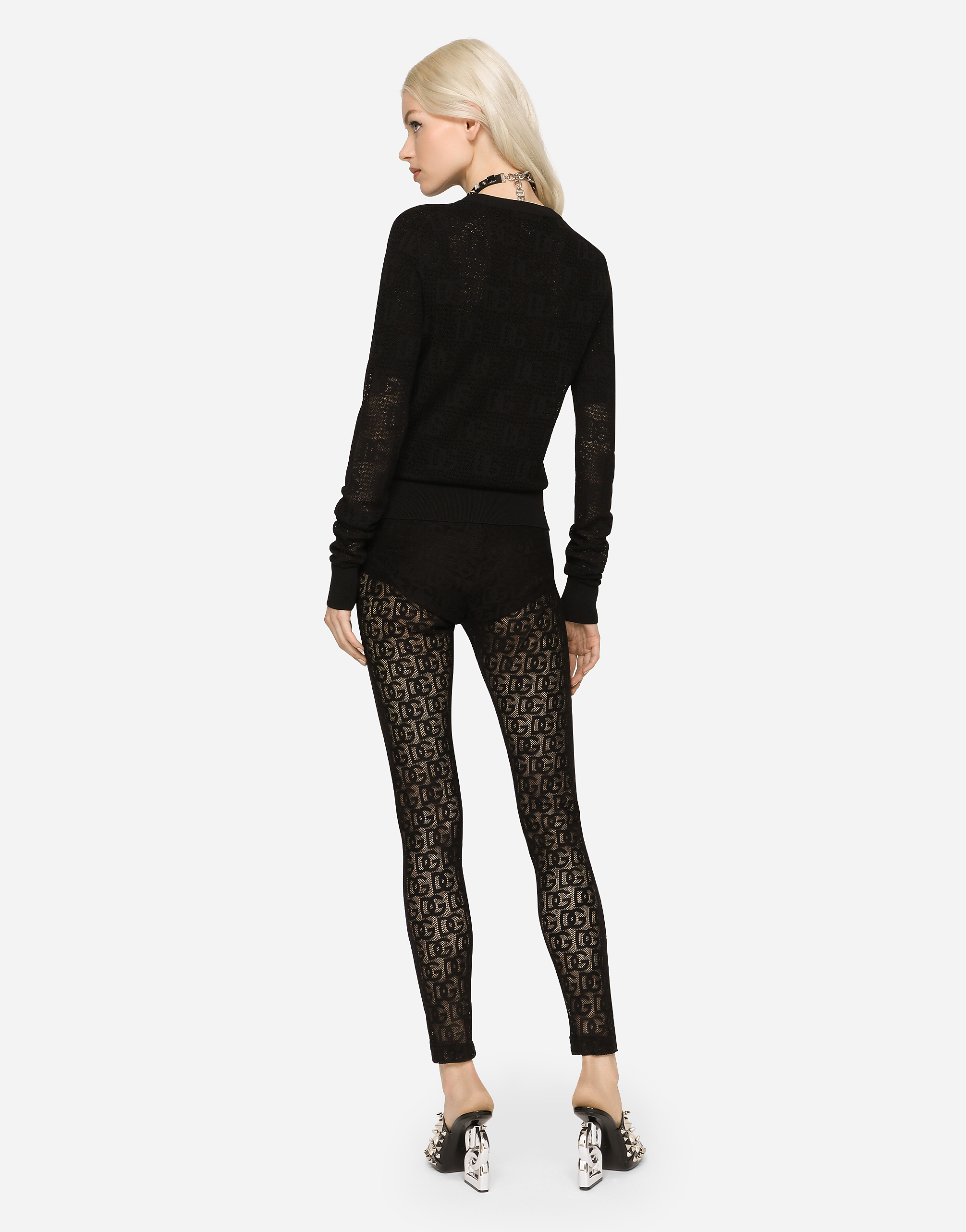 Dolce & Gabbana Viscose Cardigan With All-over Dg Logo In Black