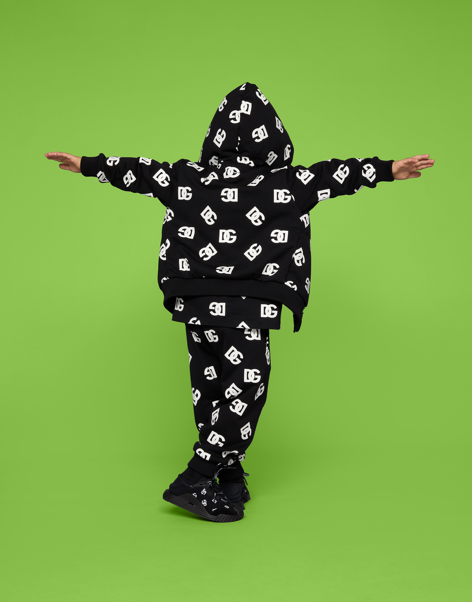 DOLCE & GABBANA JERSEY HOODIE WITH DG LOGO PRINT