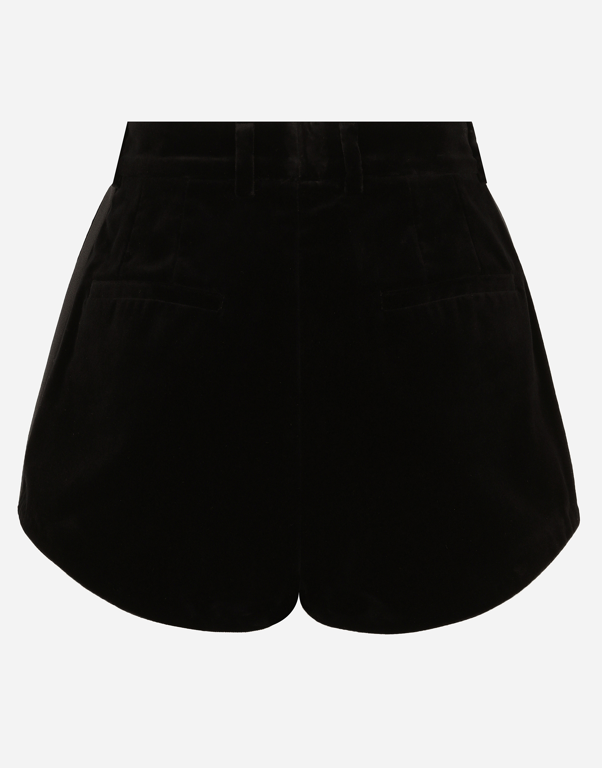 Dolce & Gabbana Velvet High-waisted Tuxedo Panties In Black