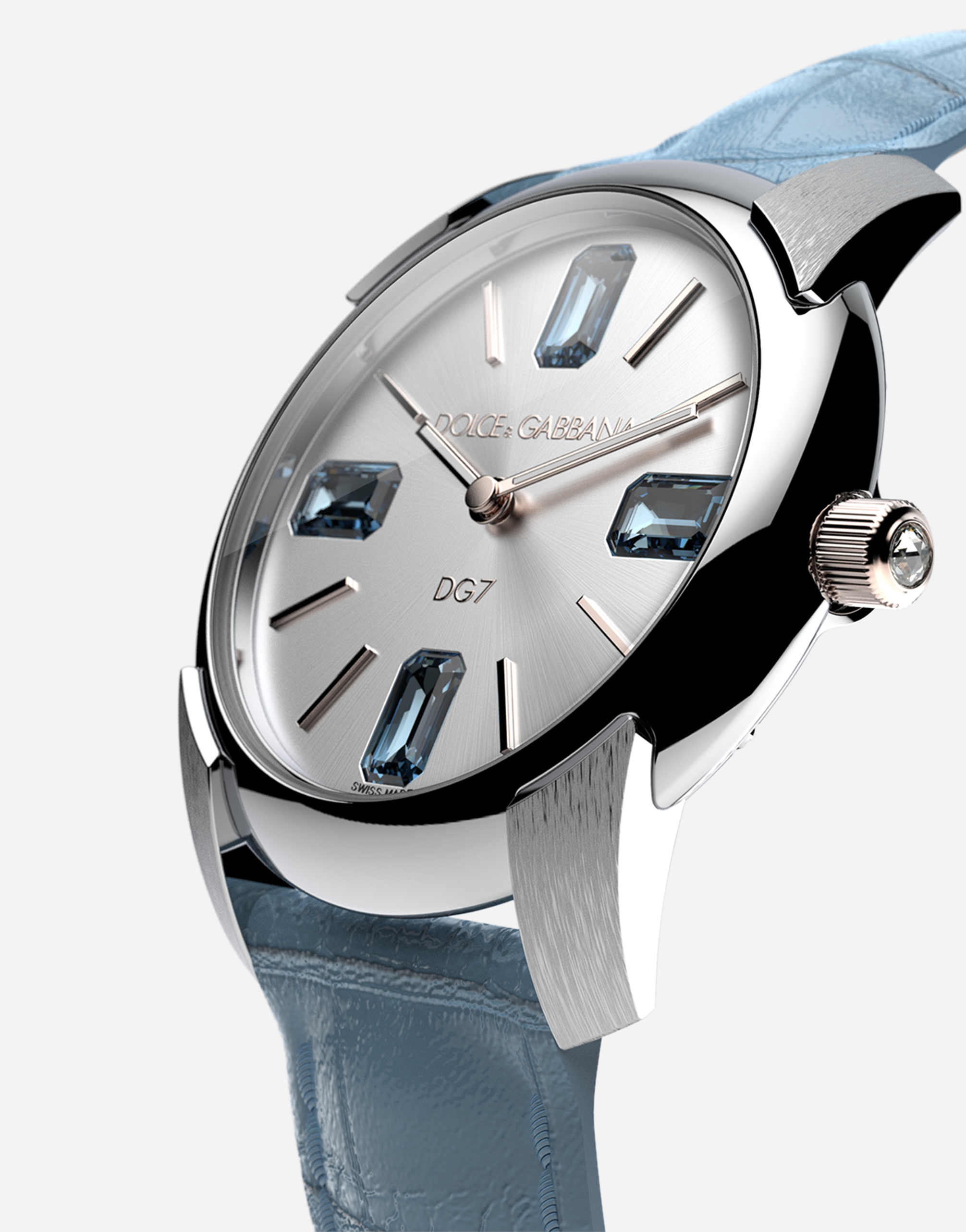 Dolce & Gabbana Watch With Alligator Strap In Azure