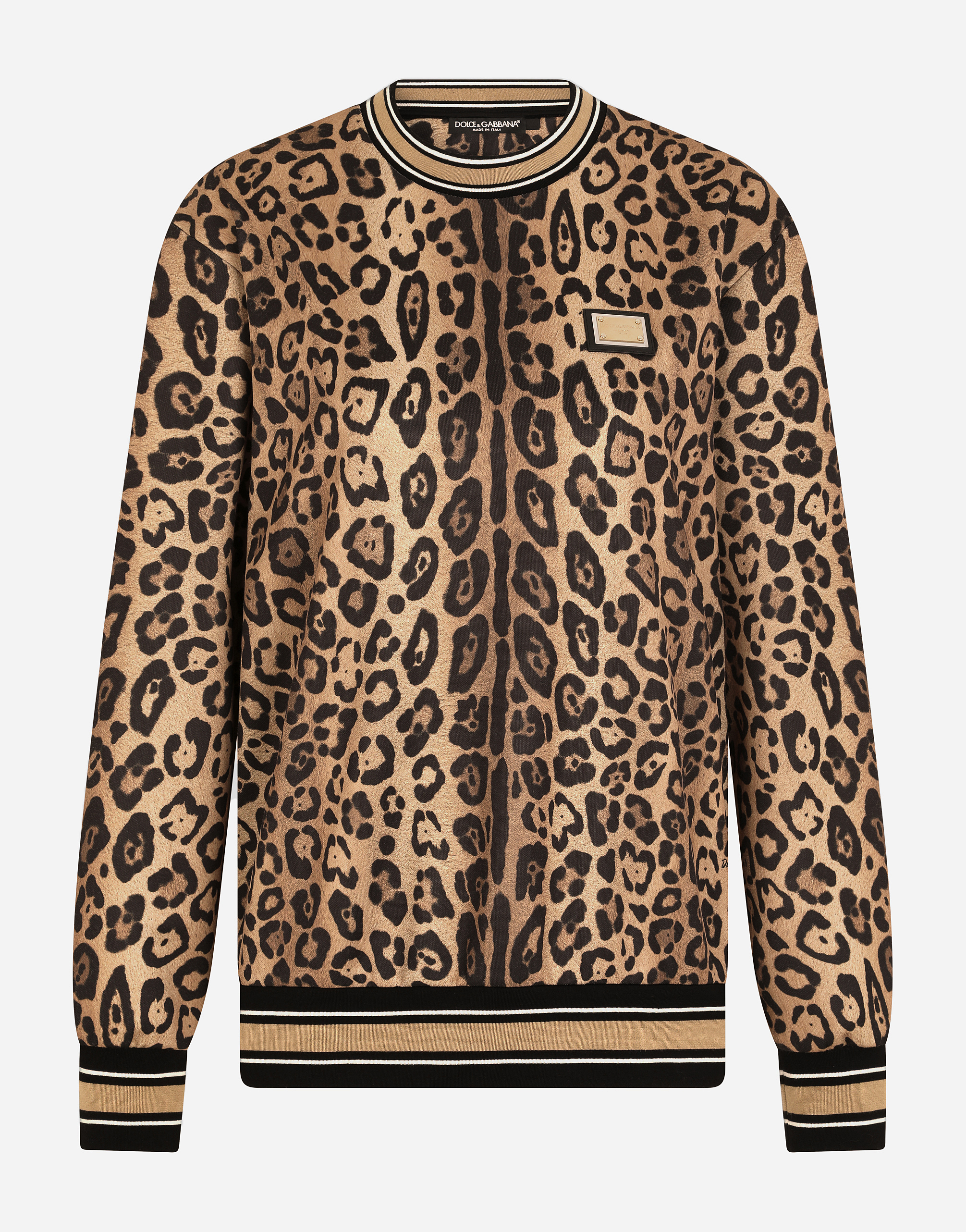 DOLCE&GABBANA レオパードプリント スウェットシャツ DOLCE&GABBANA レオパードプリント スパンコール付き クレープ