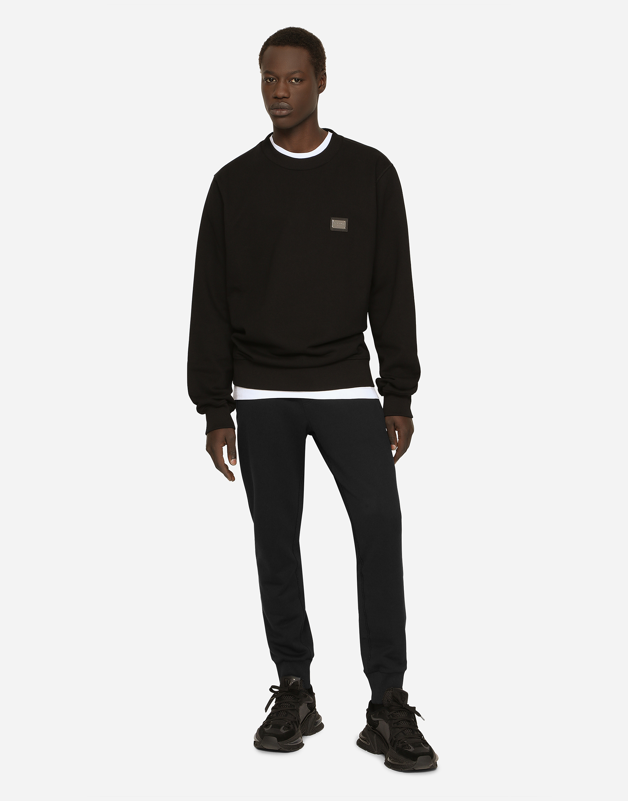 Dolce & Gabbana Jersey Sweatshirt With Branded Tag In Black