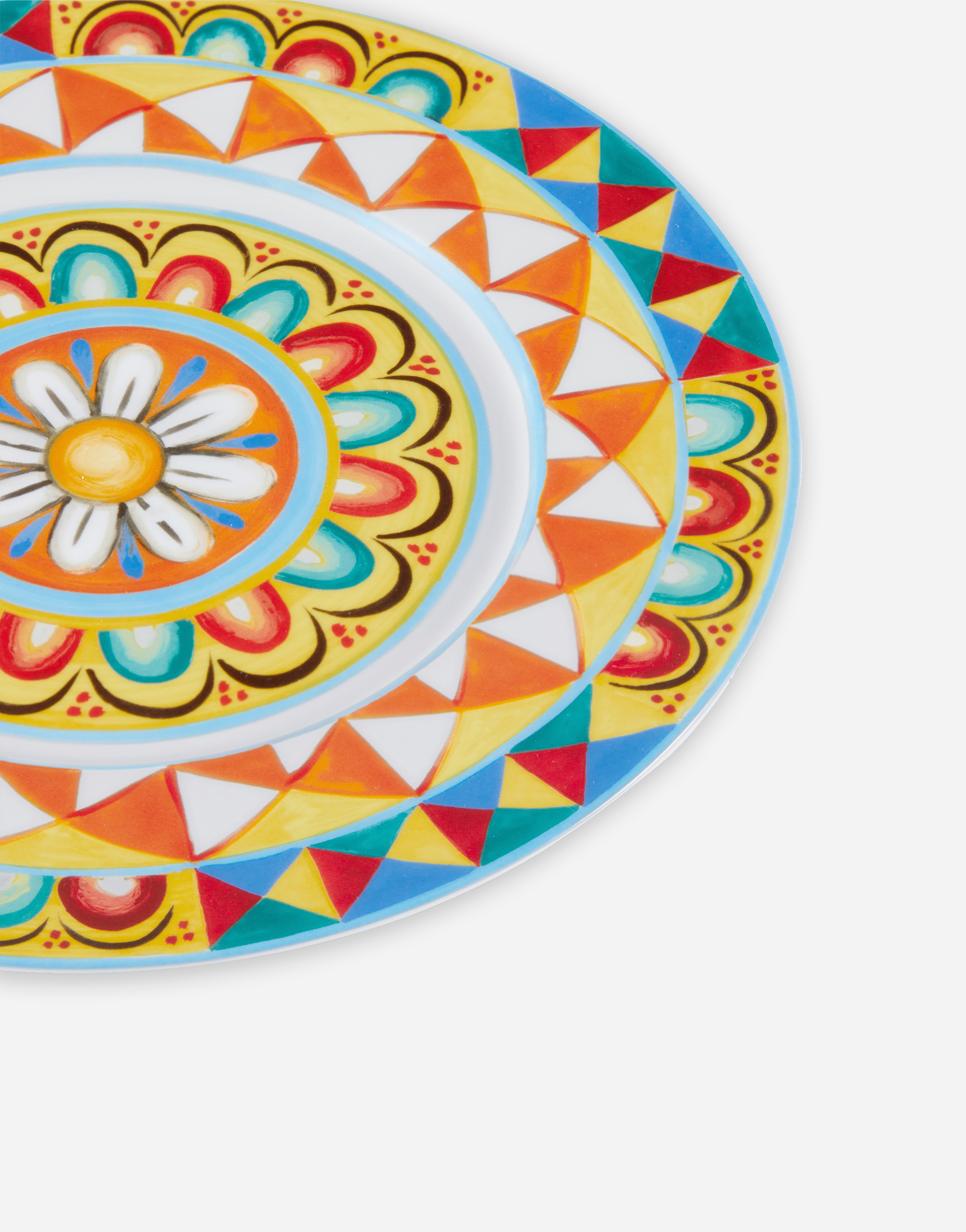 Shop Dolce & Gabbana Set 2 Dinner Plates In Fine Porcelain In Multicolor