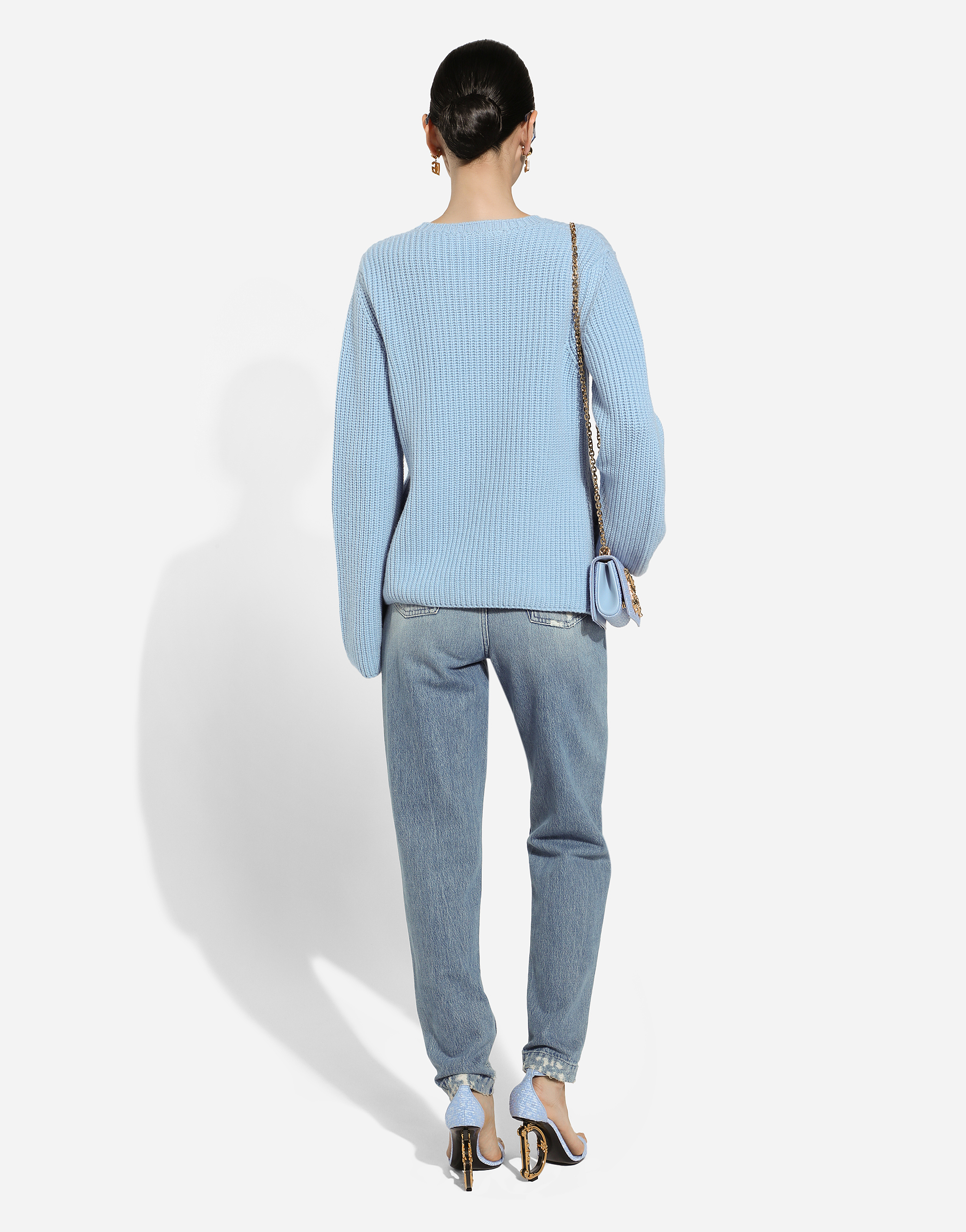 Dolce & Gabbana 'amber' Light Blue Jeans With Rips In Cotton Denim Woman In マルチカラー