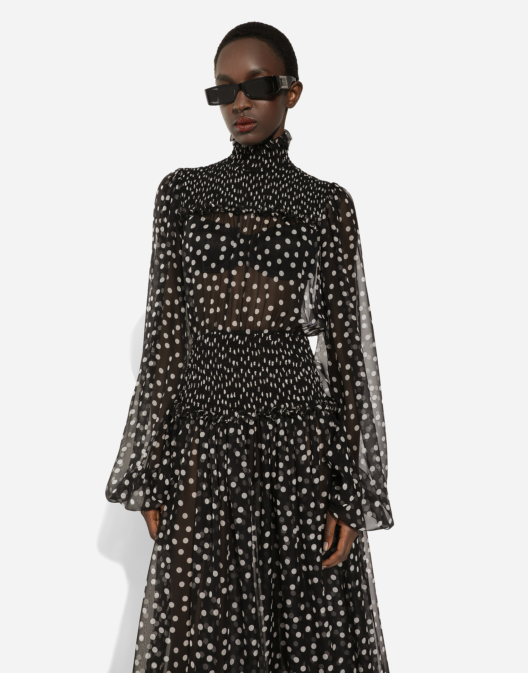 Dolce & Gabbana Chiffon Midi Dress In Print