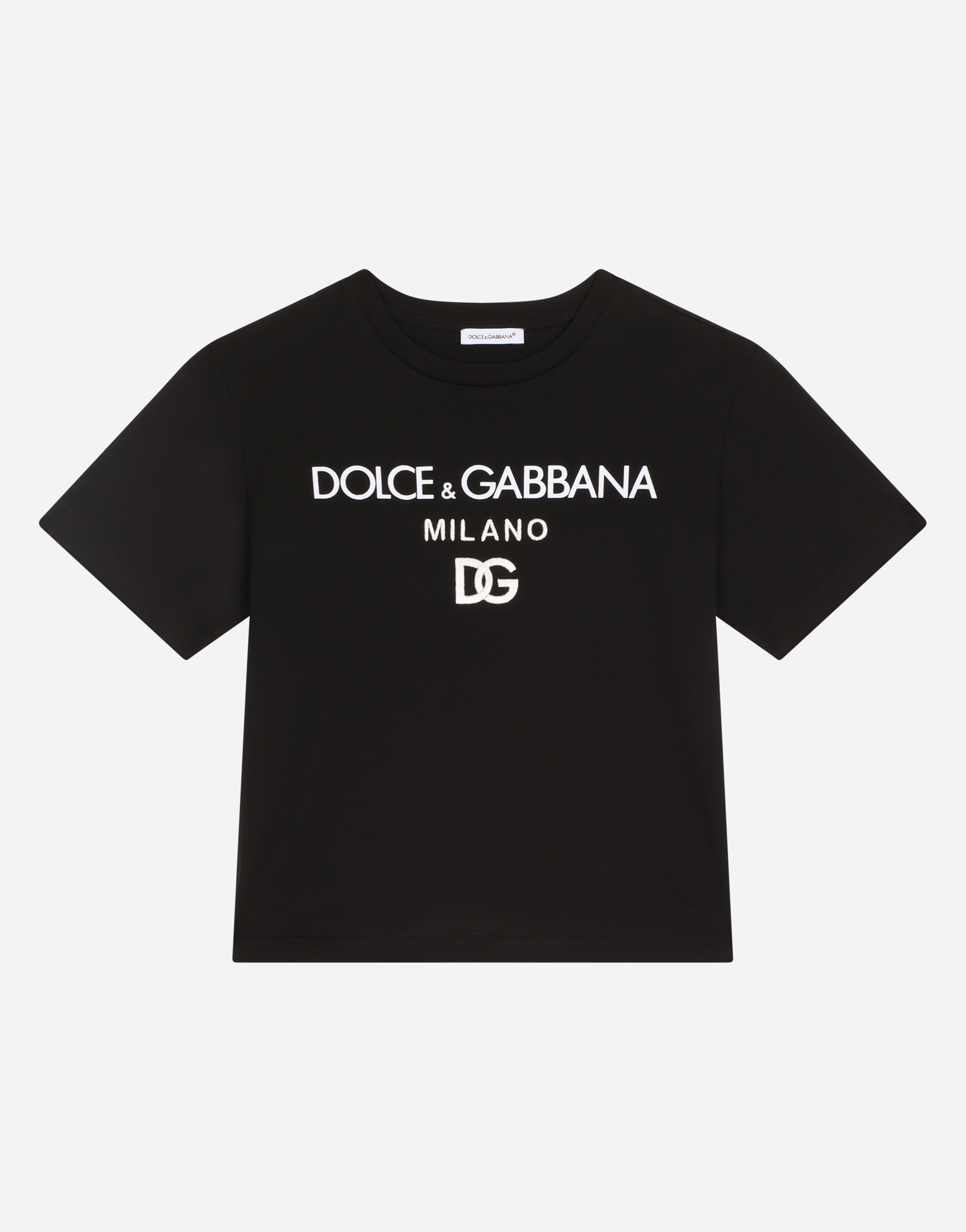 Dolce & Gabbana Jersey Round-neck T-shirt With Dg Milano Embroidery In Black
