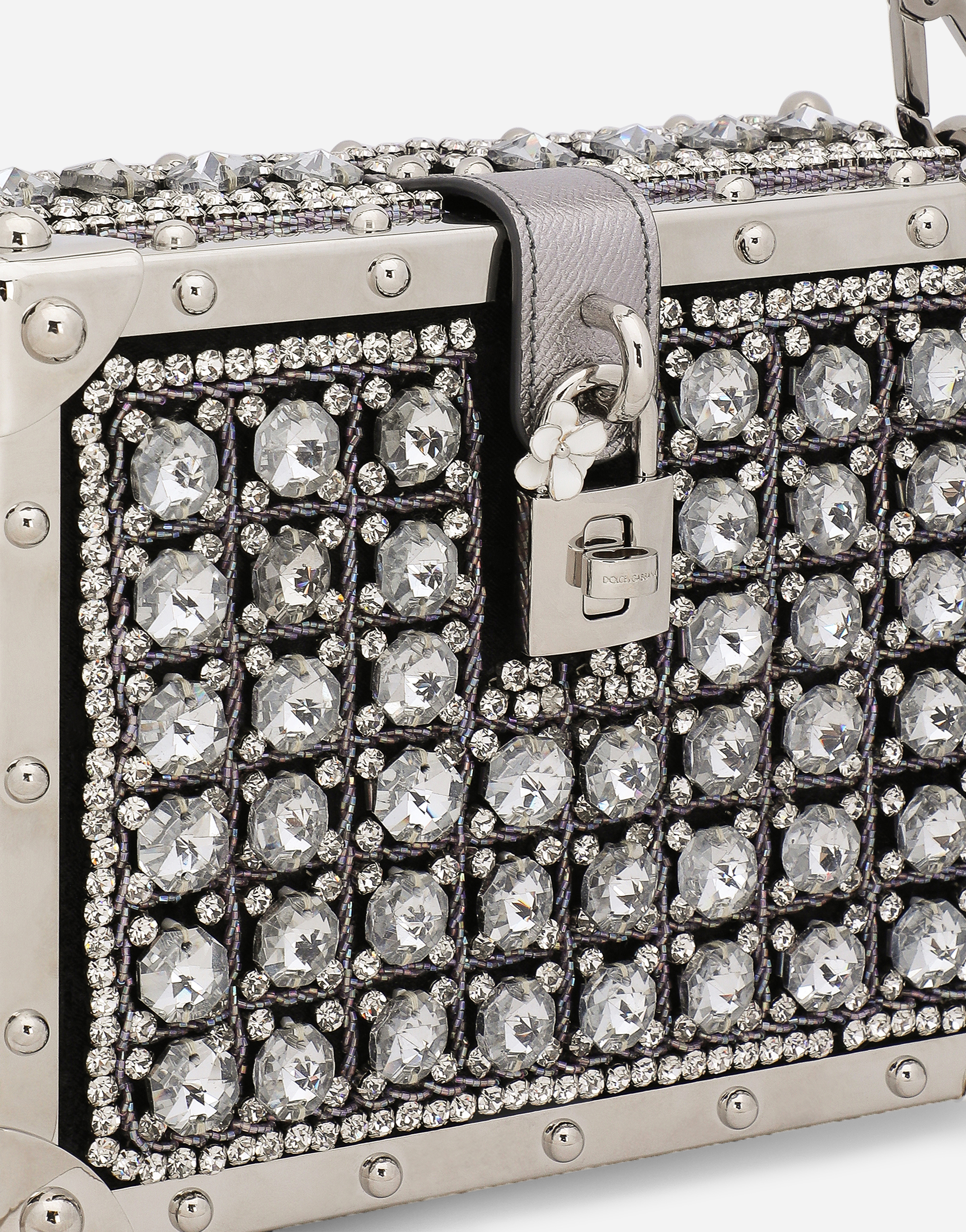 Dolce & Gabbana Jacquard Dolce Box Bag With Embroidery In Multicolor