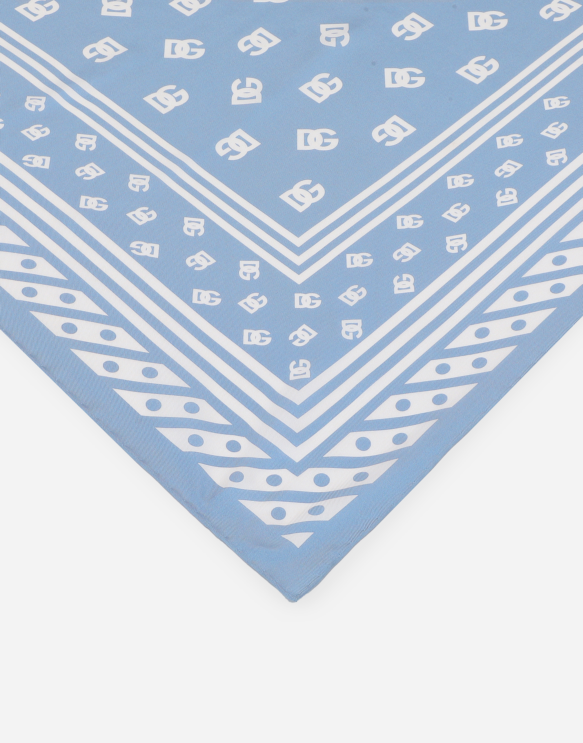  Dolce & Gabbana Silk Twill Foulard With All-over Dg Logo Print (70x70) - Woman Scarves And Silks Light Blue Onesize 