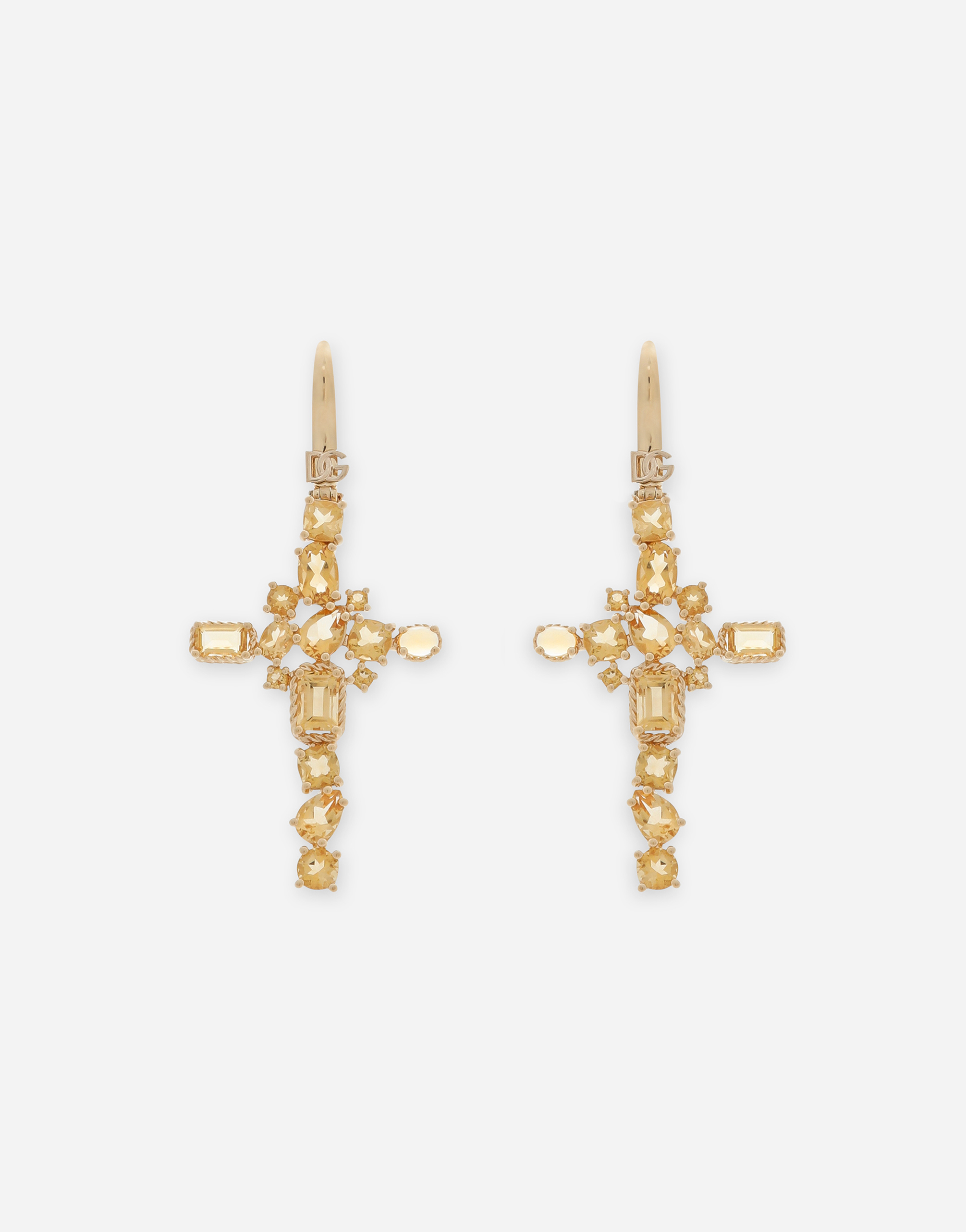 Dolce & Gabbana Anna Earrings In Yellow Gold 18kt With Citrine Quartzes In Gold