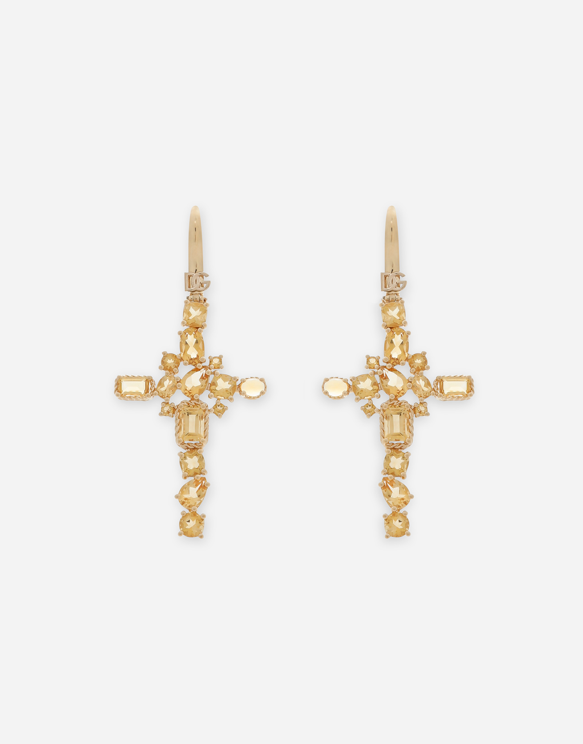 Shop Dolce & Gabbana Anna Earrings In Yellow Gold 18kt With Citrine Quartzes