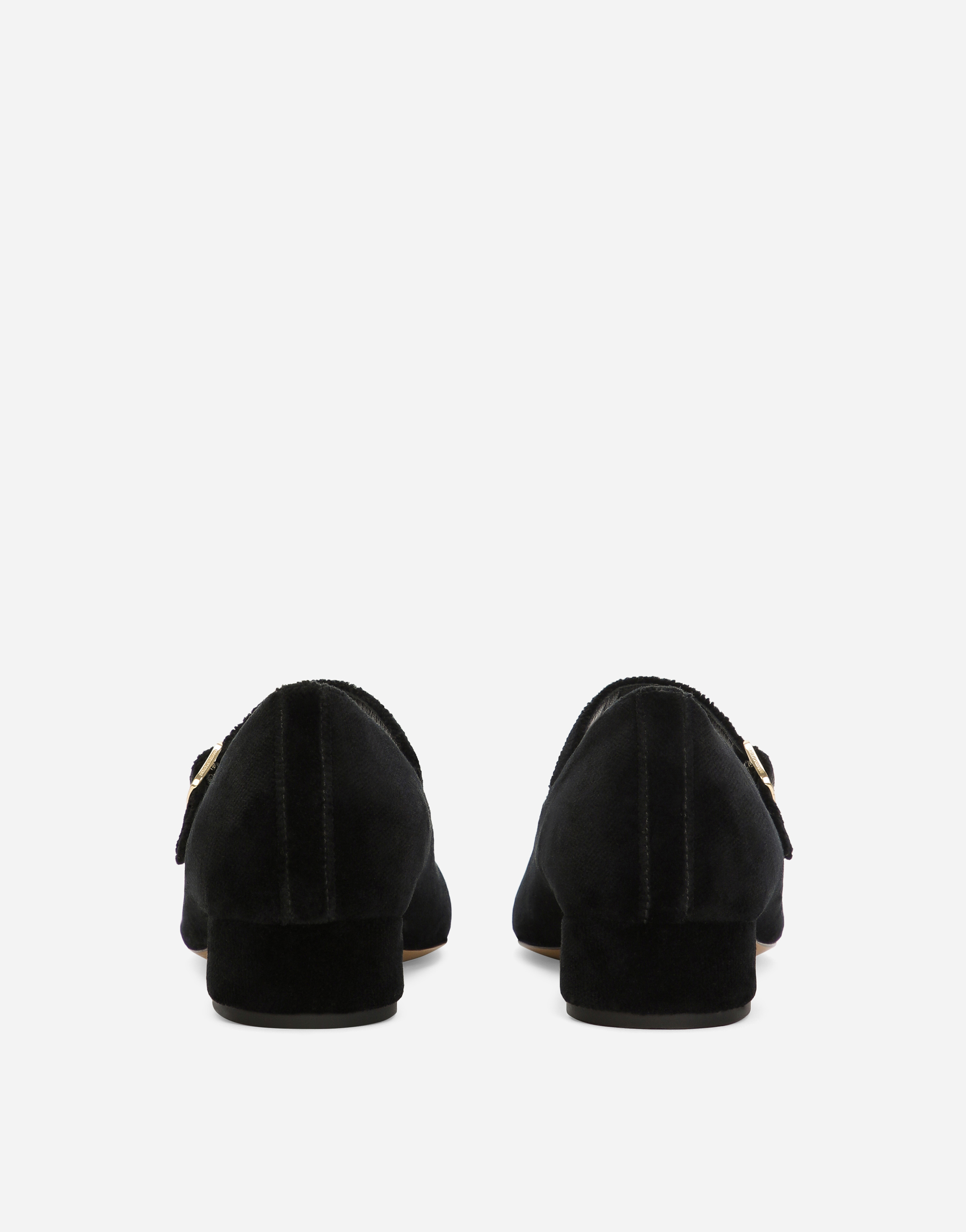 Shop Dolce & Gabbana Velvet Mary Janes In Black