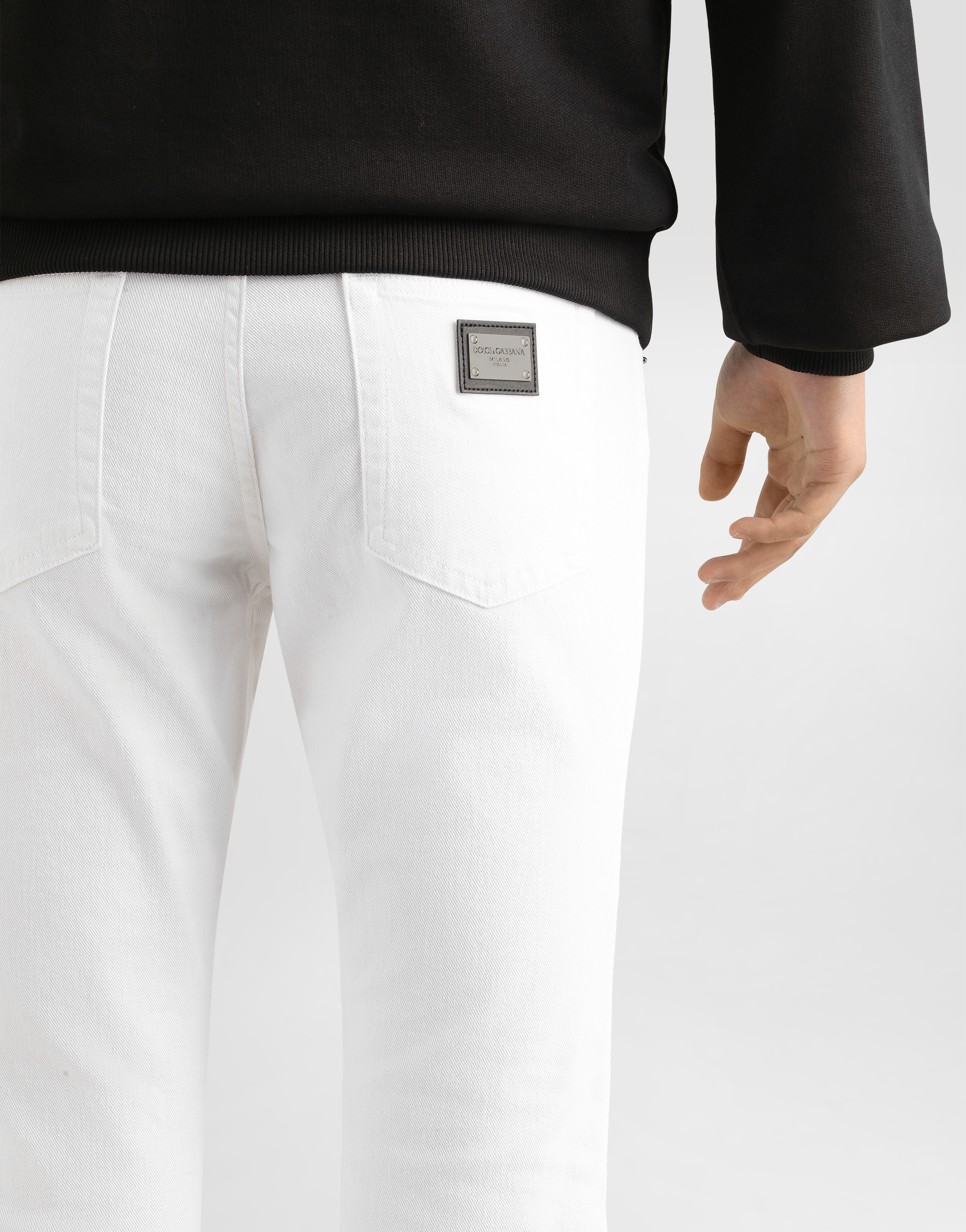 Dolce & Gabbana White Regular Stretch Jeans In Multicolor
