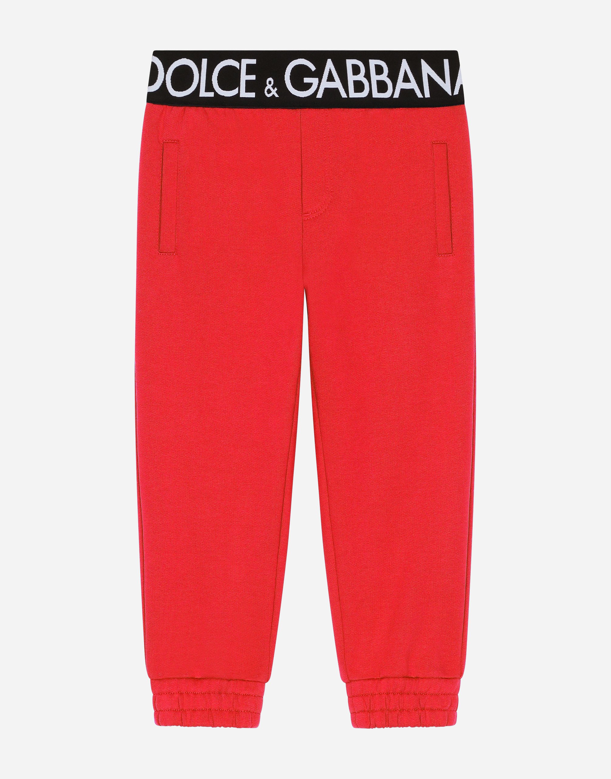 Dolce & Gabbana Kids' Jersey Jogging Trousers With Branded Elastic In Red