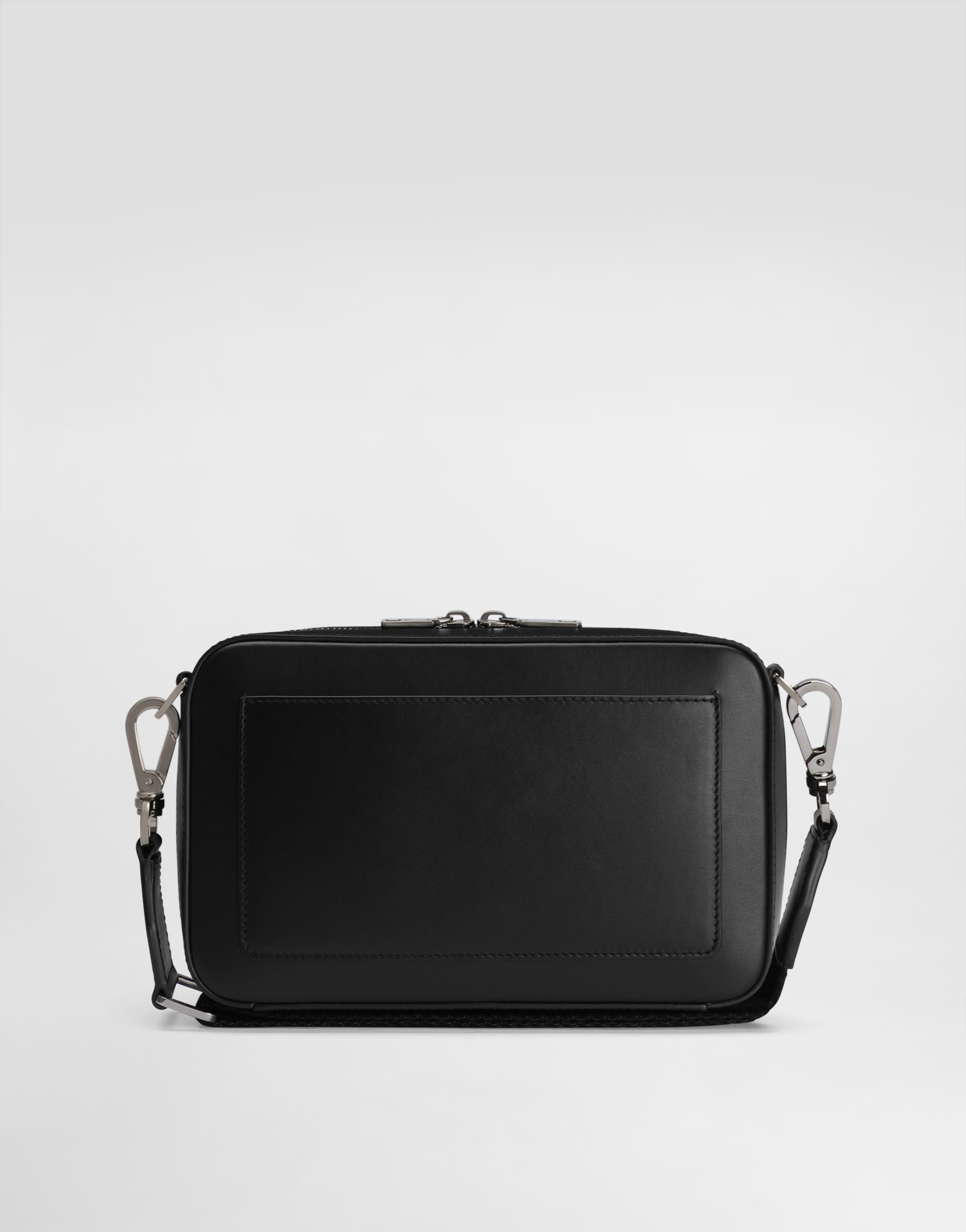 Shop Dolce & Gabbana Calfskin Crossbody Bag With Raised Logo In Black