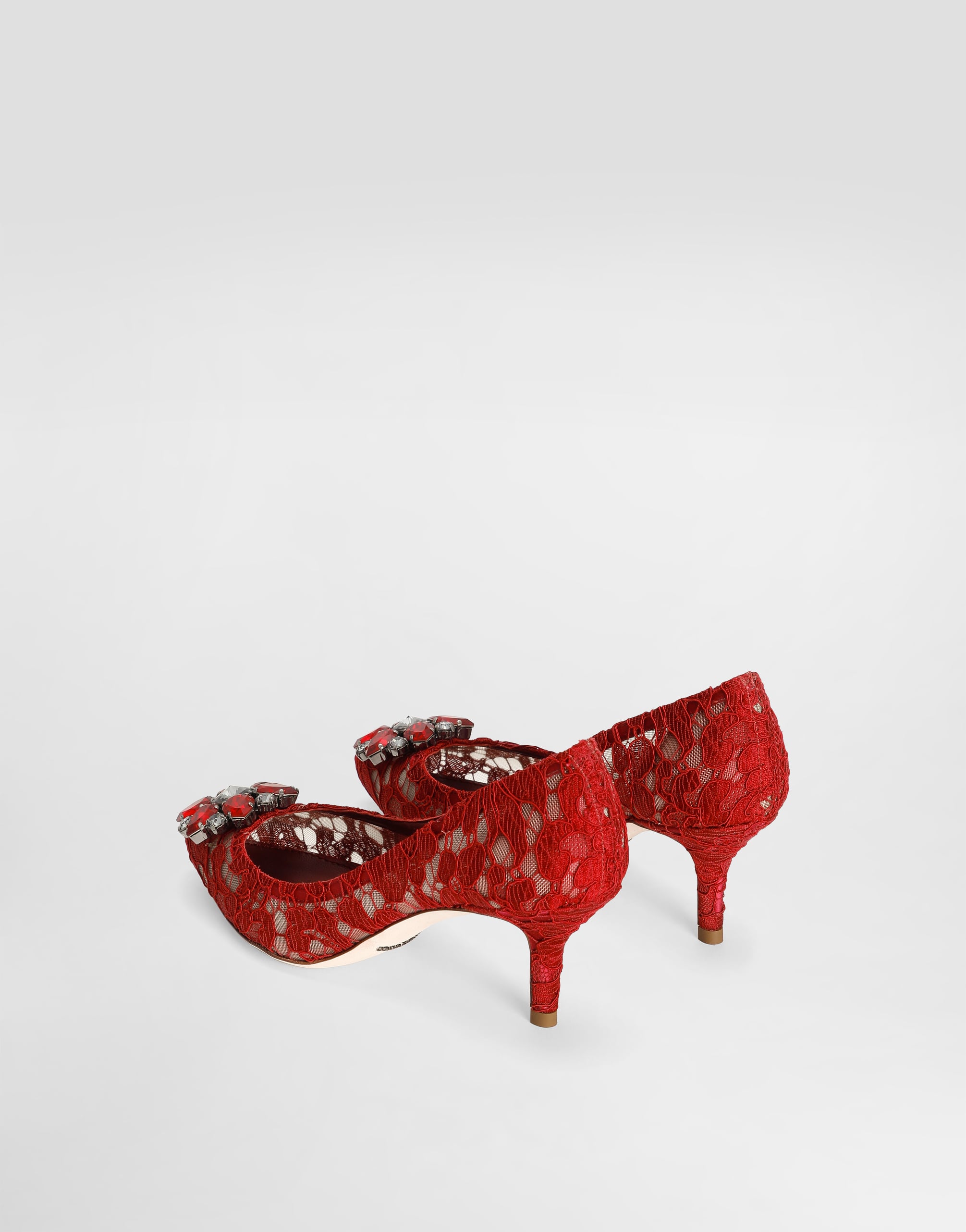  Dolce & Gabbana Lace Rainbow Pumps With Brooch Detailing - Femme Escarpins Et Slingbacks Rouge Dentelle 37 
