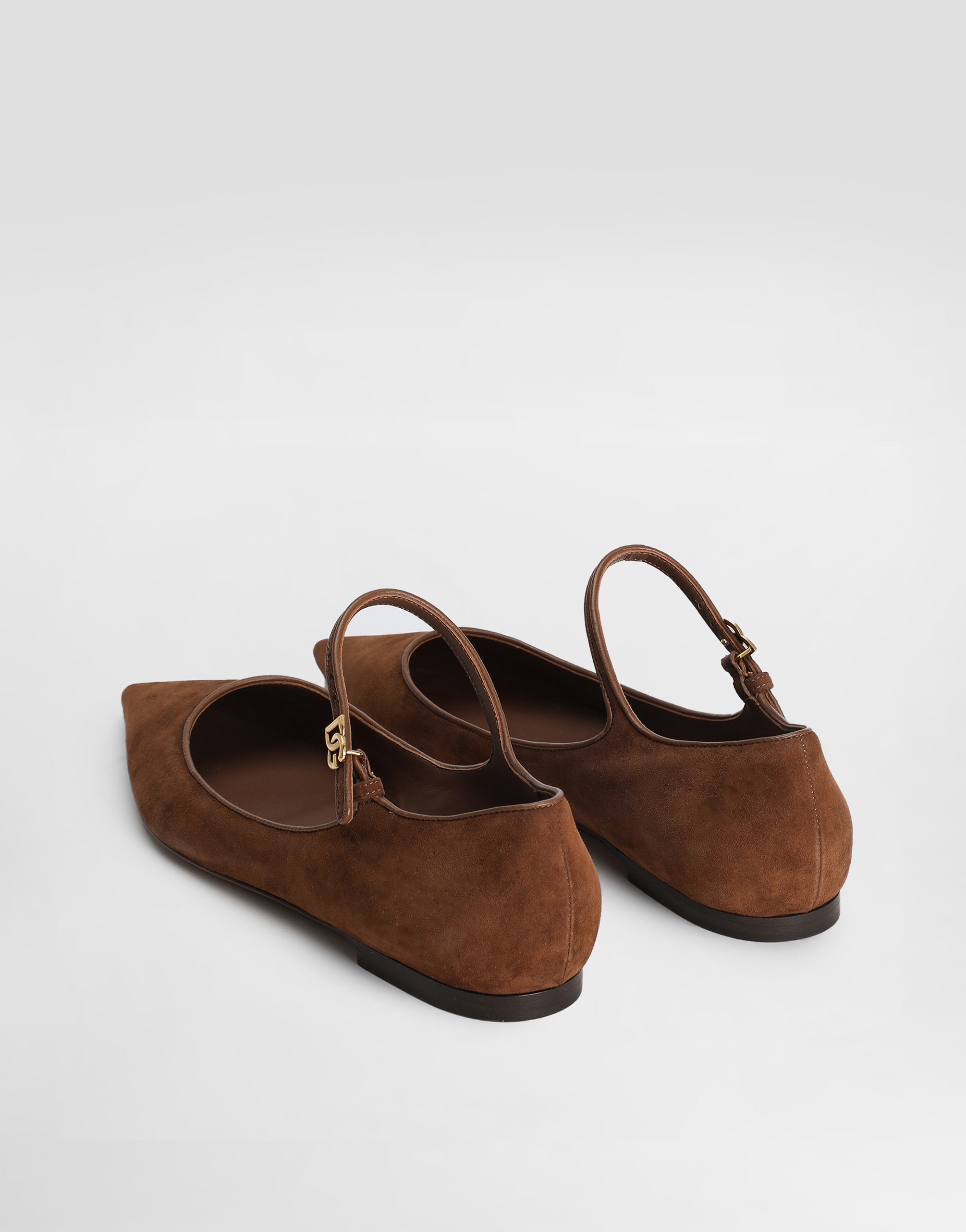 Suede and nappa leather ballet flats