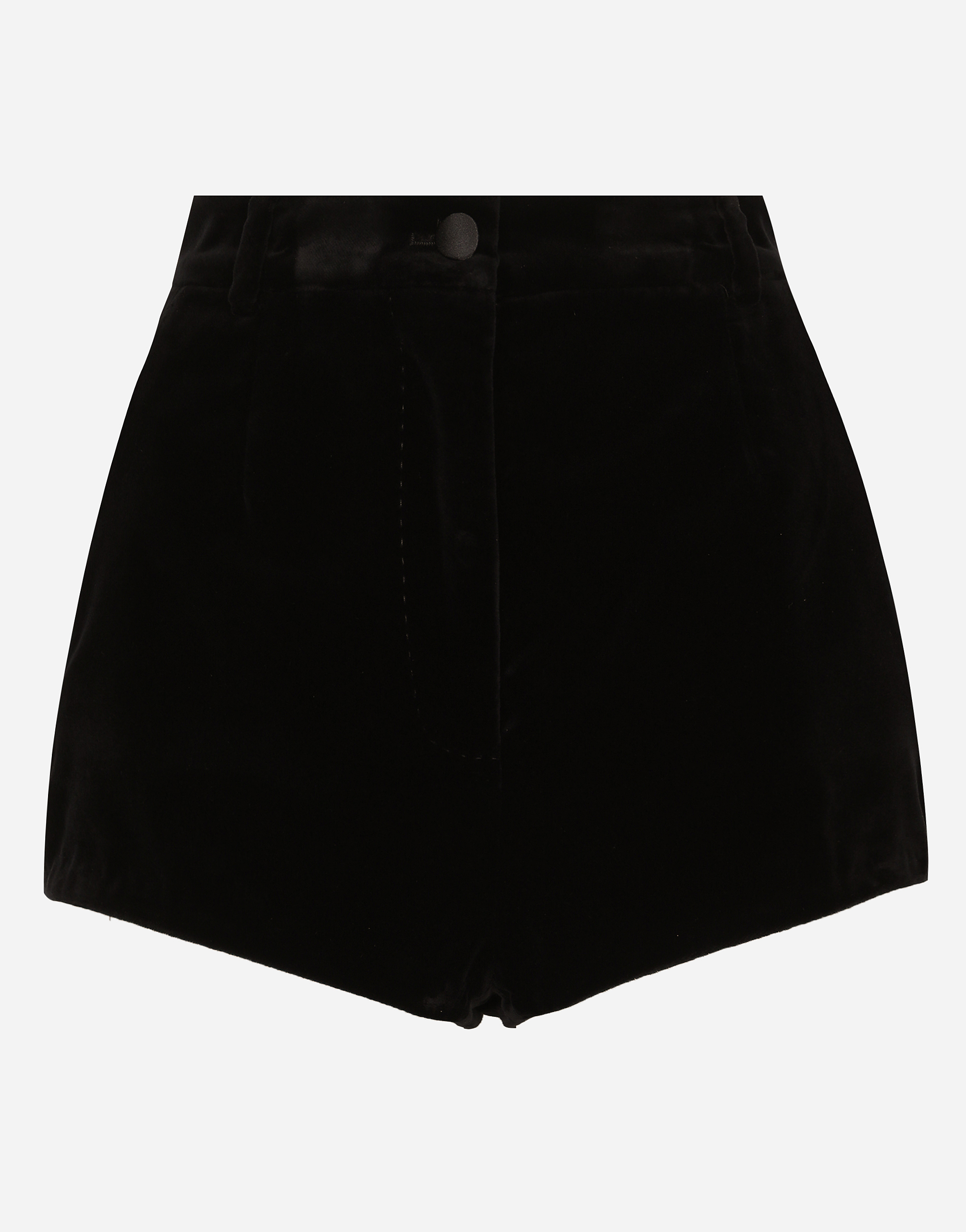 Dolce & Gabbana Velvet High-waisted Tuxedo Panties - Woman Pants And Shorts Black
