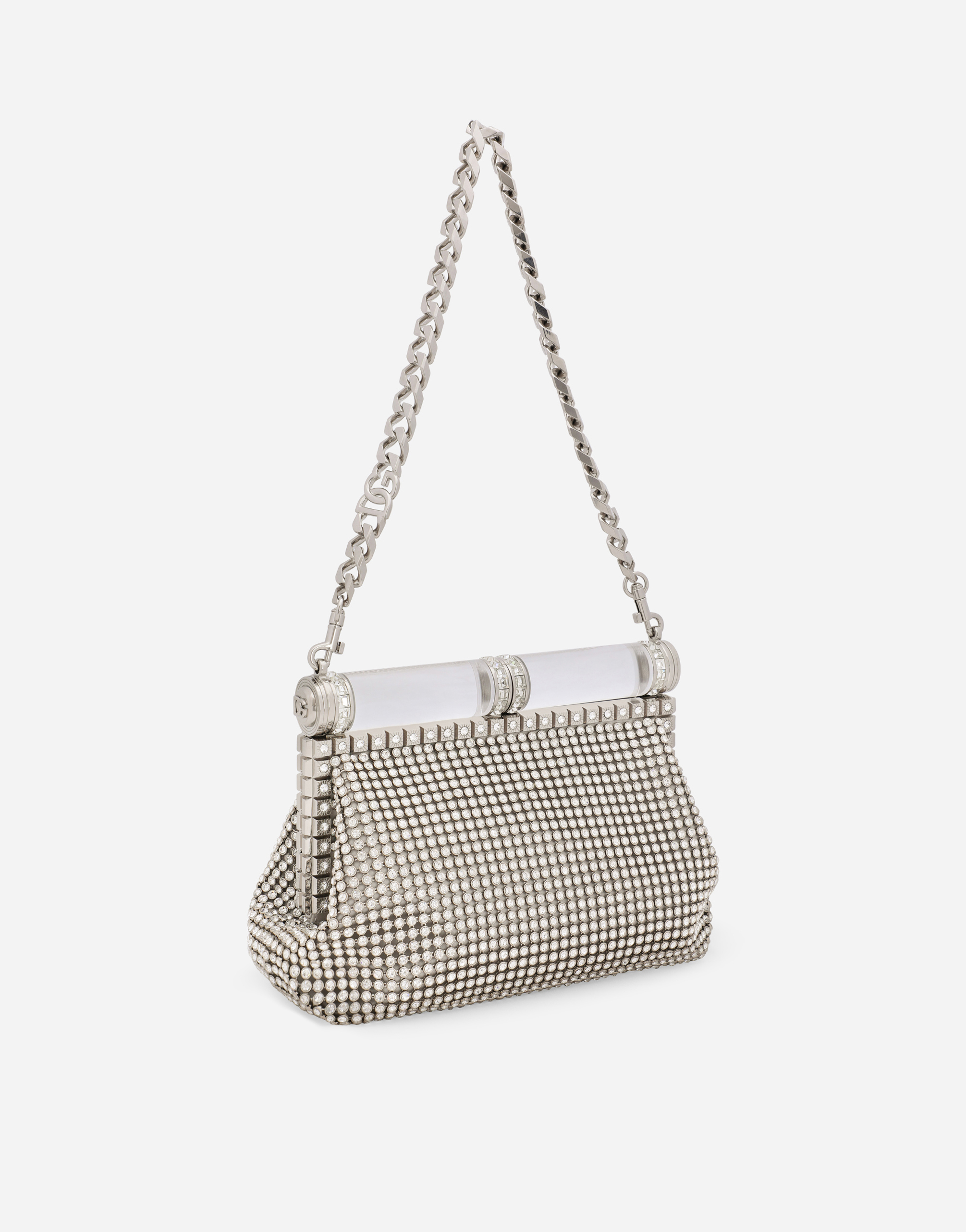 Mesh bag with rhinestone detailing