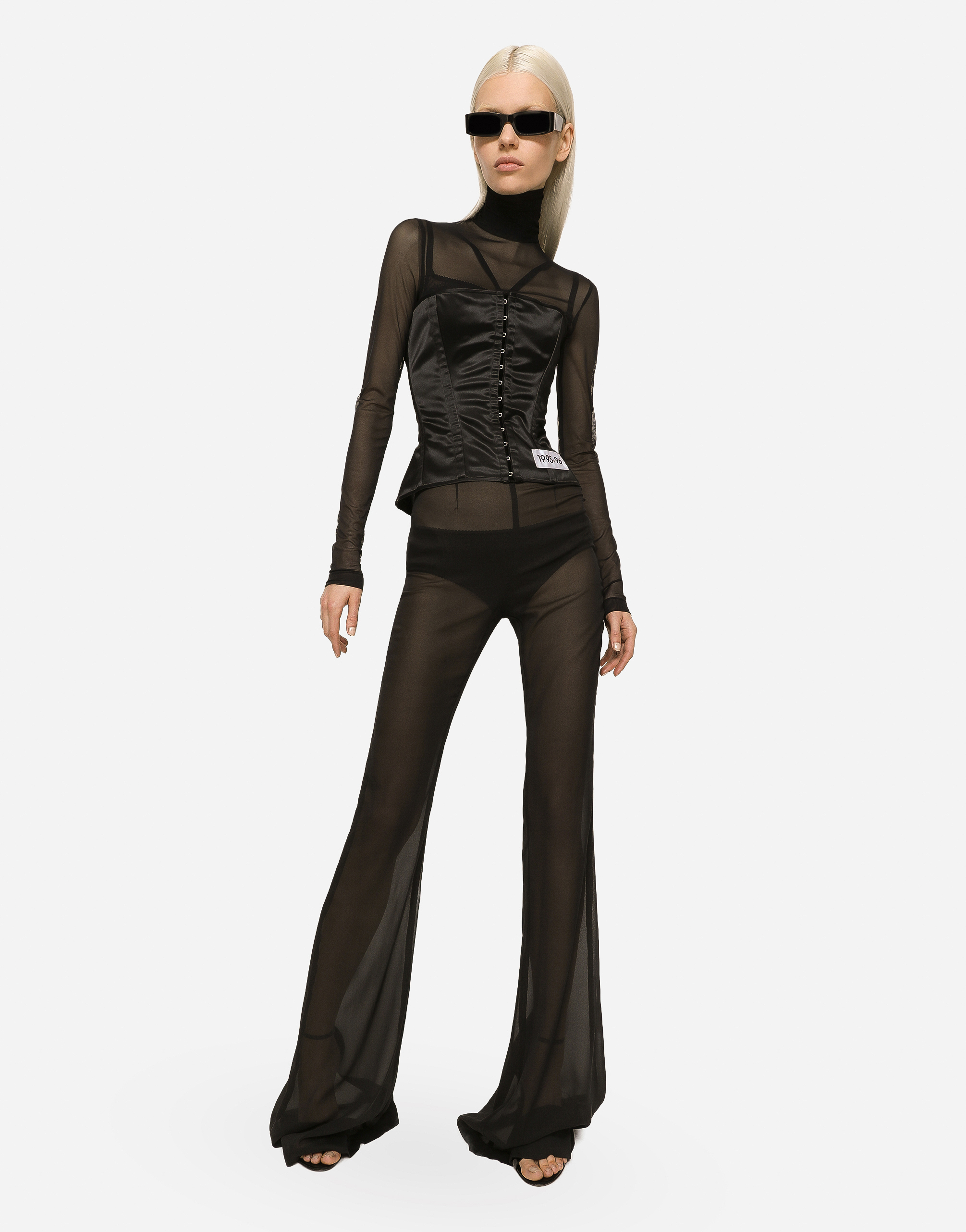 DOLCE & GABBANA HIGH-WAISTED FLARED CHIFFON PANTS