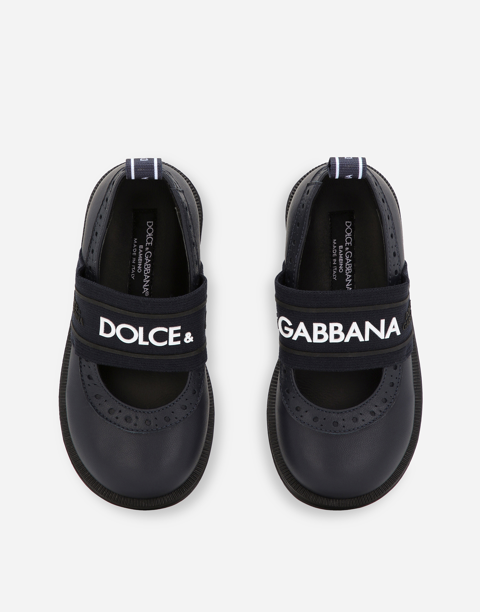 Calfskin nappa ballet flats with branded elastic