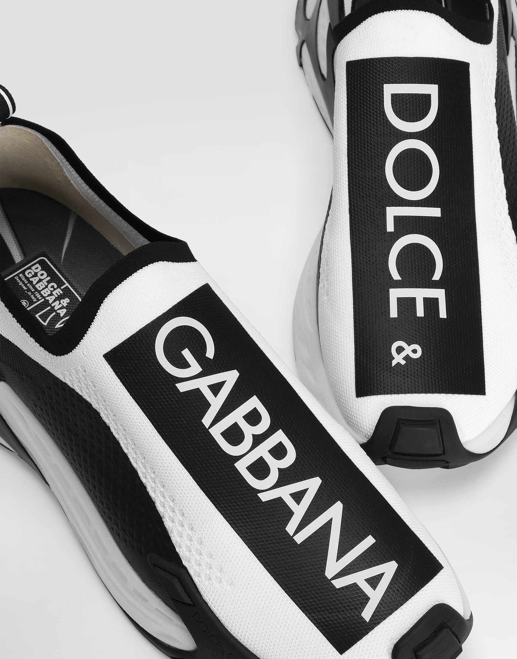 Shop Dolce & Gabbana Sorrento Sneakers In Stretch Mesh With Logo In Multicolor