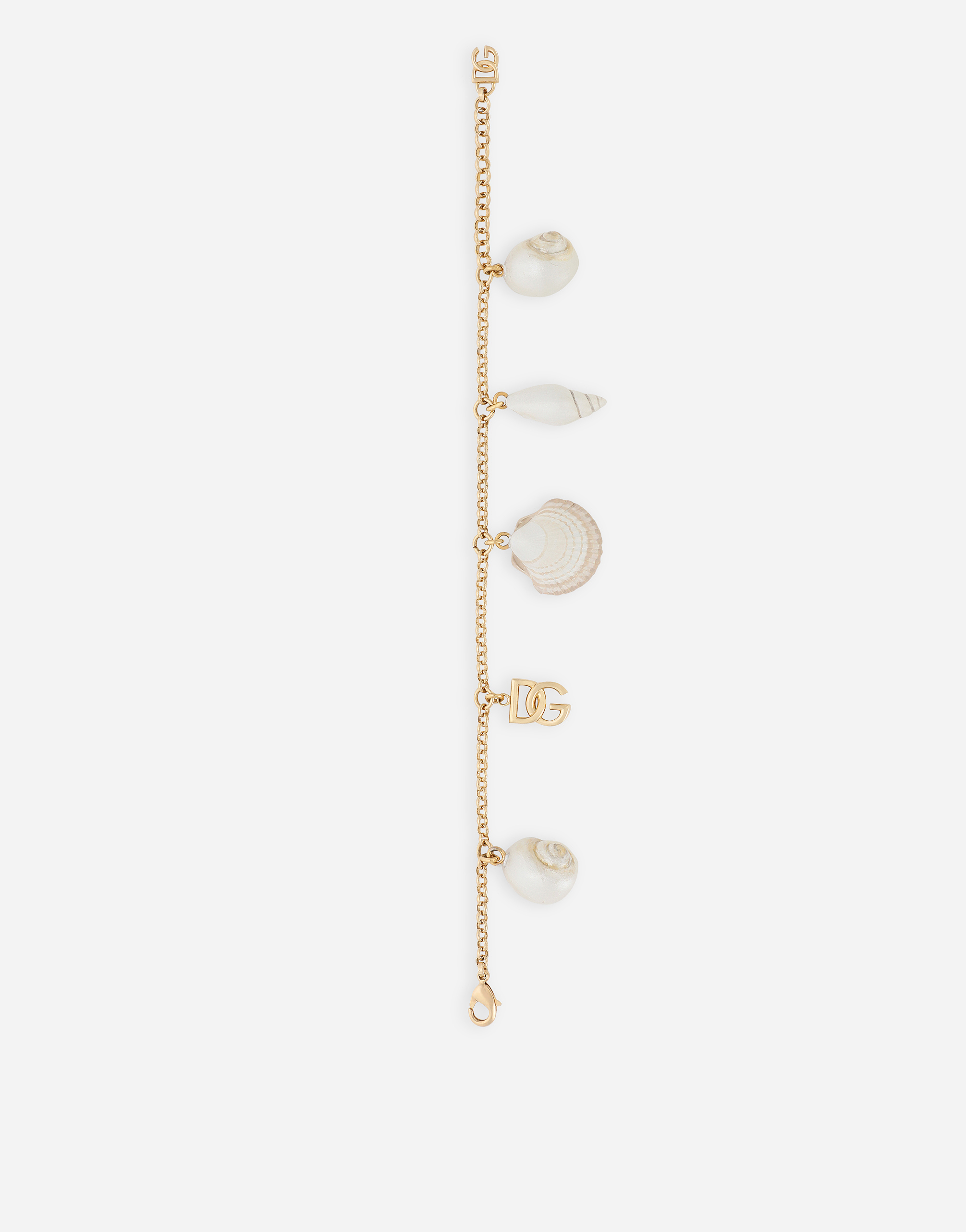 Shop Dolce & Gabbana Bracelet With Dg Logo And Shell Charms In ゴールド