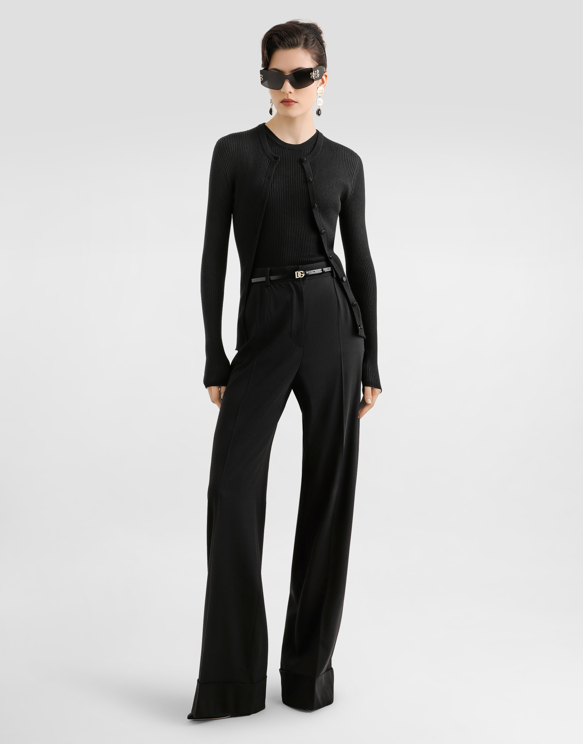 Dolce & Gabbana Bi-stretch Wool Trousers In Black