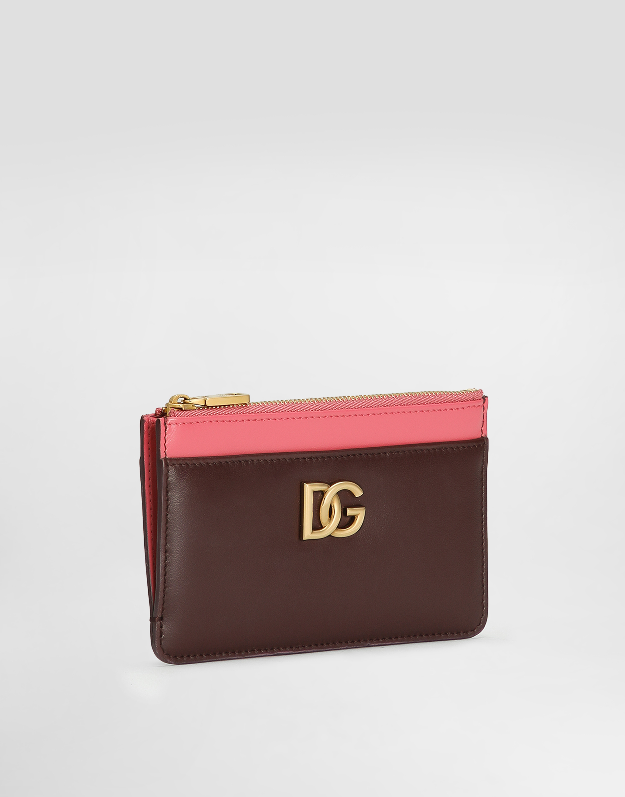 Dolce & Gabbana Calfskin Card Holder With Dg Logo In Bordeaux
