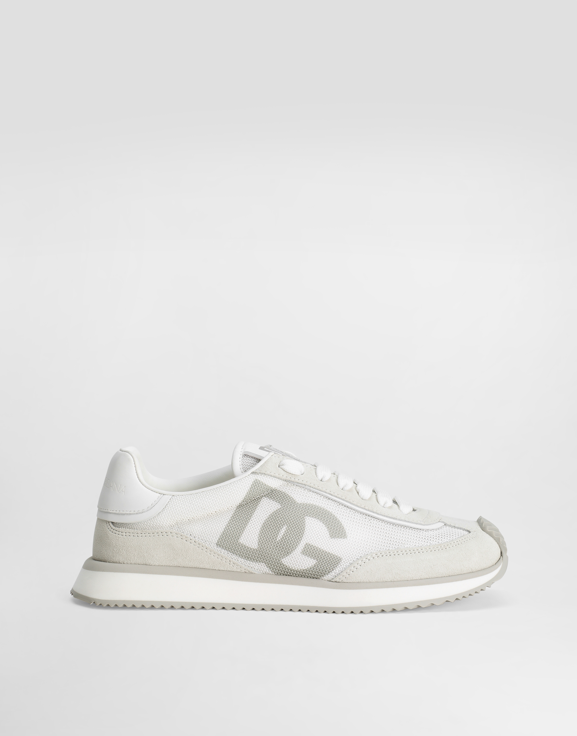 Shop Dolce & Gabbana Mixed-material Dg Cushion Sneakers In Bianco