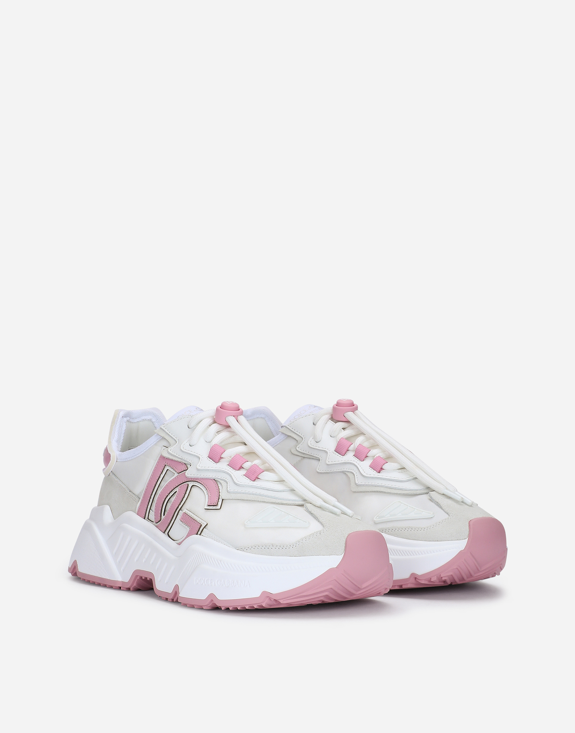 DOLCE & GABBANA MIXED-MATERIAL DAYMASTER SNEAKERS WITH DG LOGO PATCH