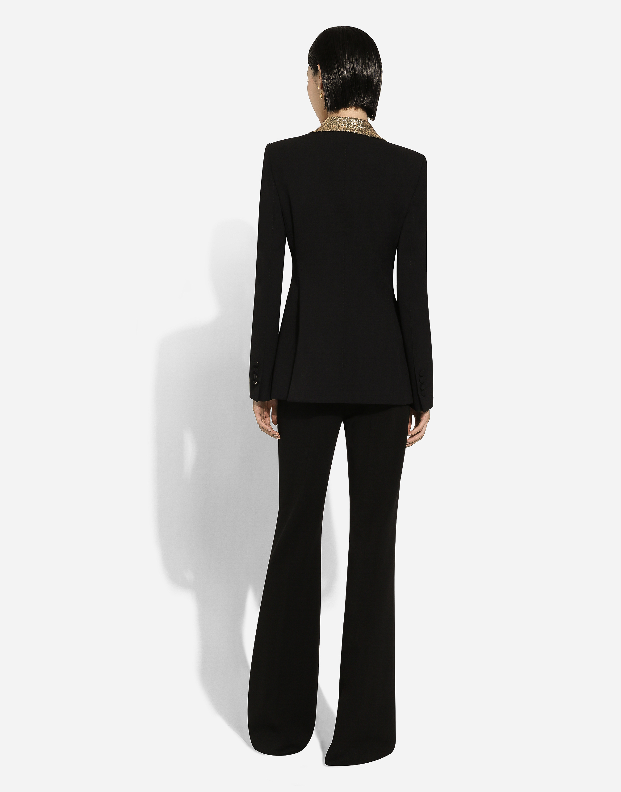  Dolce & Gabbana Dolce & Gabbana Single-breasted Wool Turlington Jacket With Sequined Lapels - Woman Blazers Black Wool 40 
