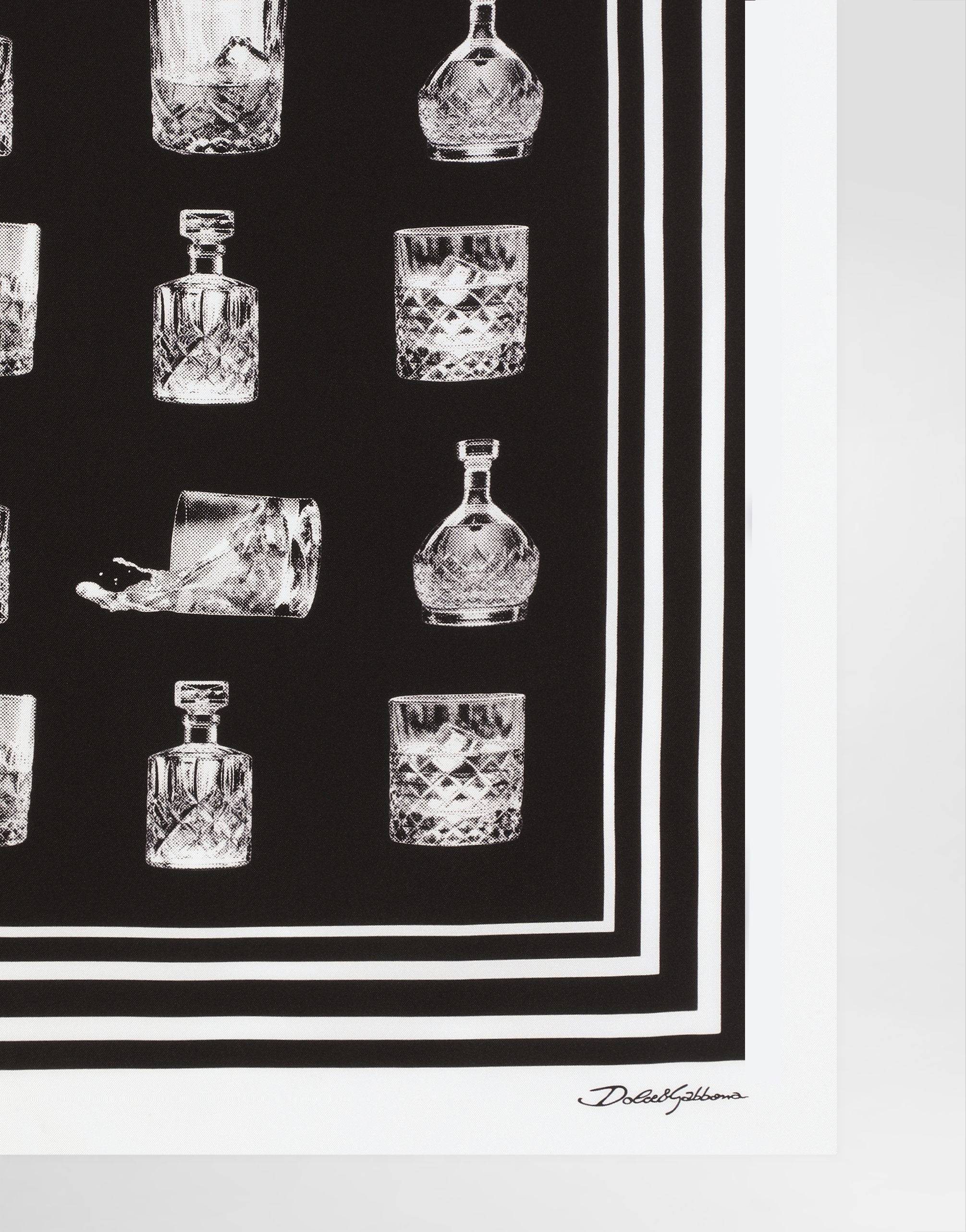 Dolce & Gabbana Silk Scarf With Liquor Print In Print