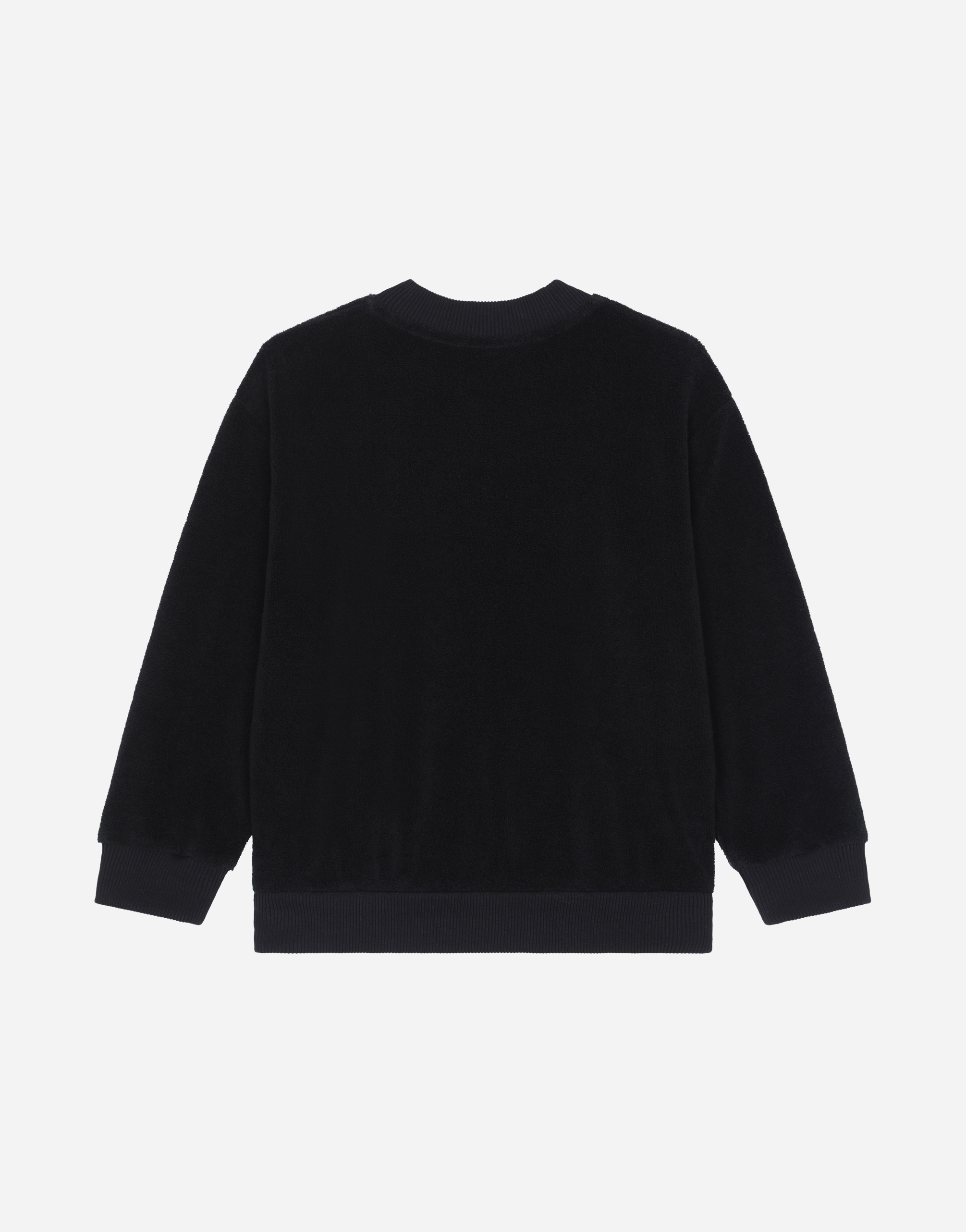 Shop Dolce & Gabbana Round-neck Terrycloth Sweatshirt With Logo Tag In Black