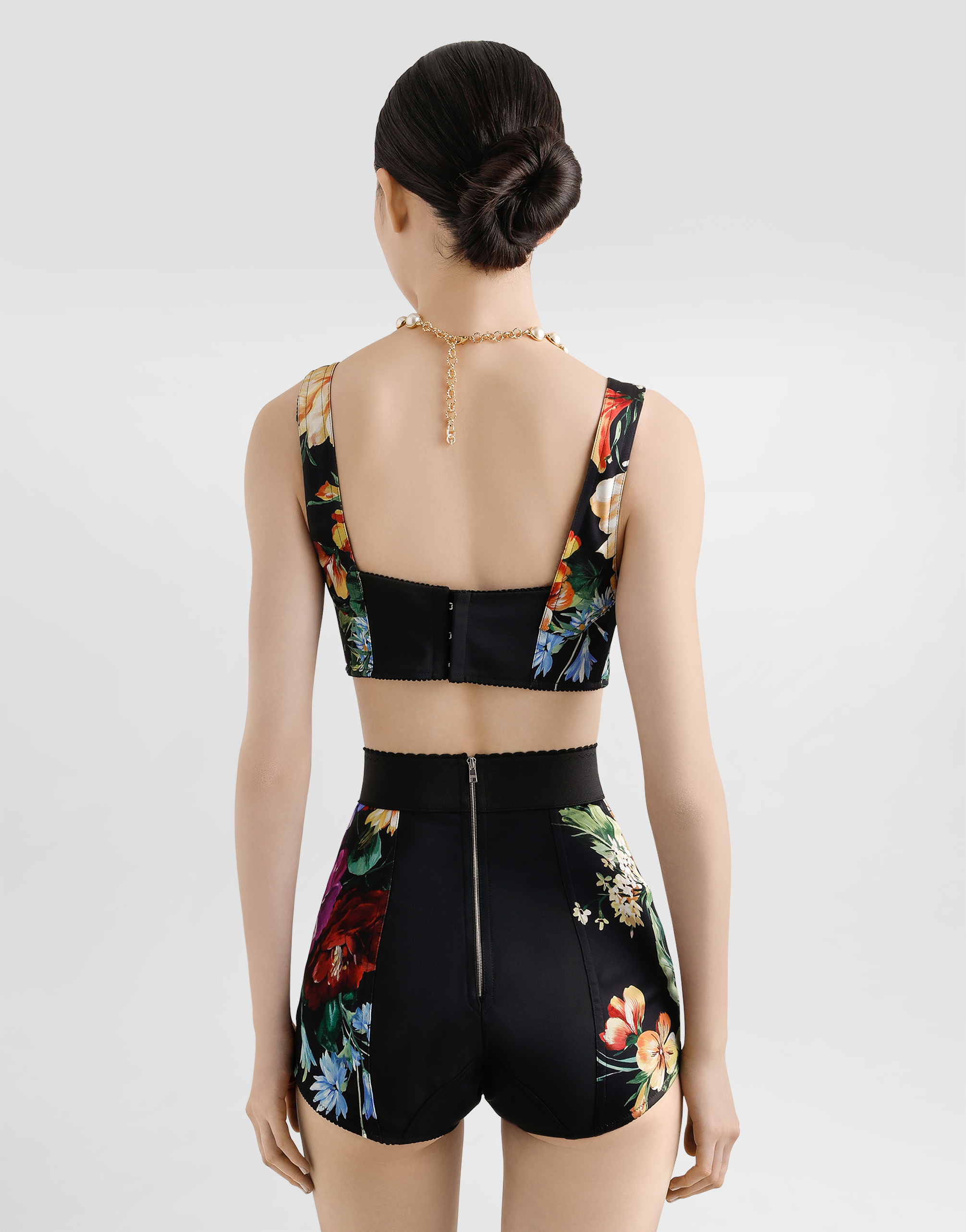 Dolce & Gabbana Flower Bouquet-print Bustier Top In Multi