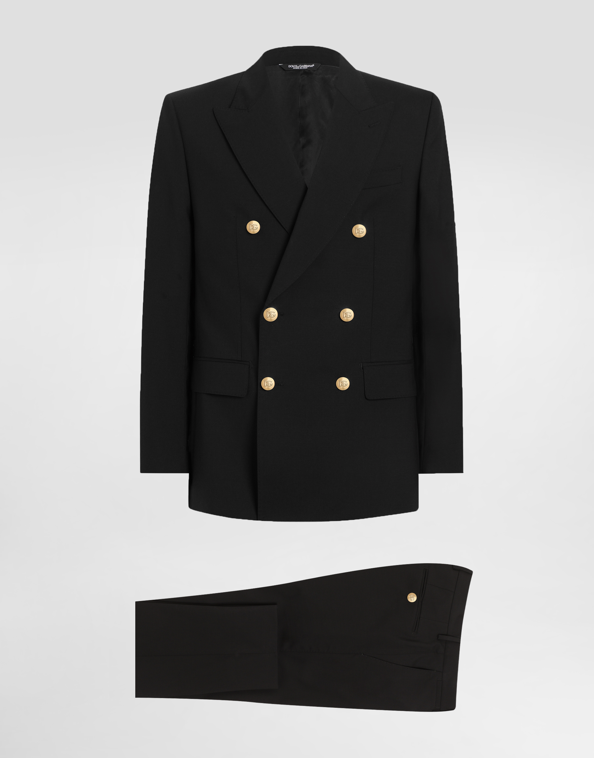 Dolce & Gabbana Double-breasted Martini-fit Wool Suit - Man Suits And Blazers Black
