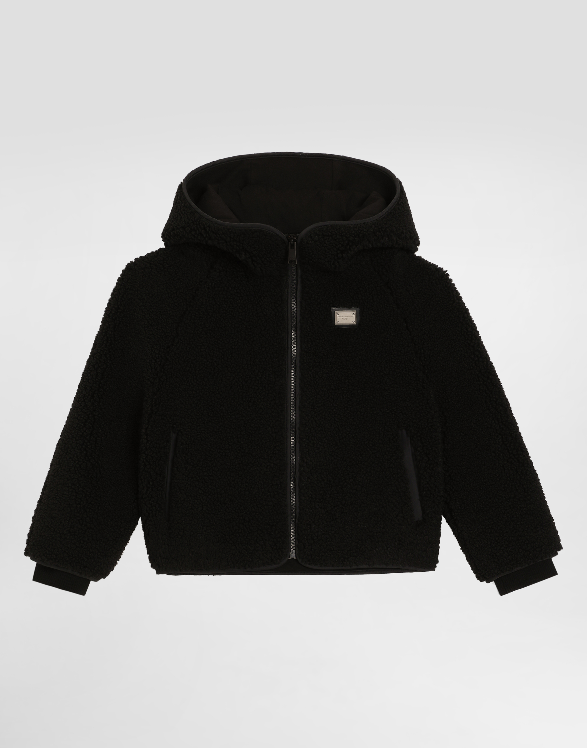 Dolce & Gabbana Faux Fur Jacket With Branded Tag - Man Coats And Jackets Black 5 Years