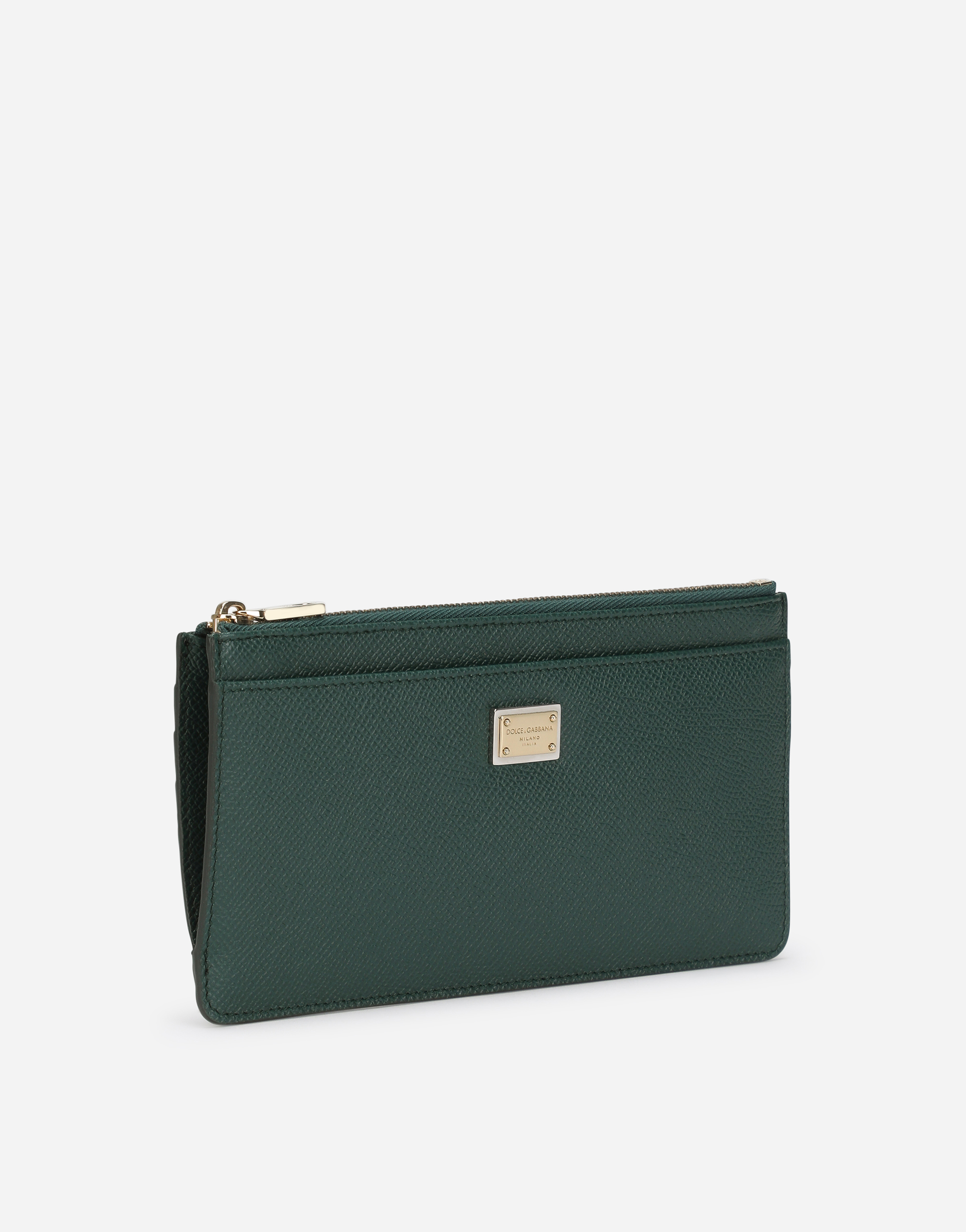 Dolce & Gabbana Bottle Green Leather Dauphine Card Holder In Green
