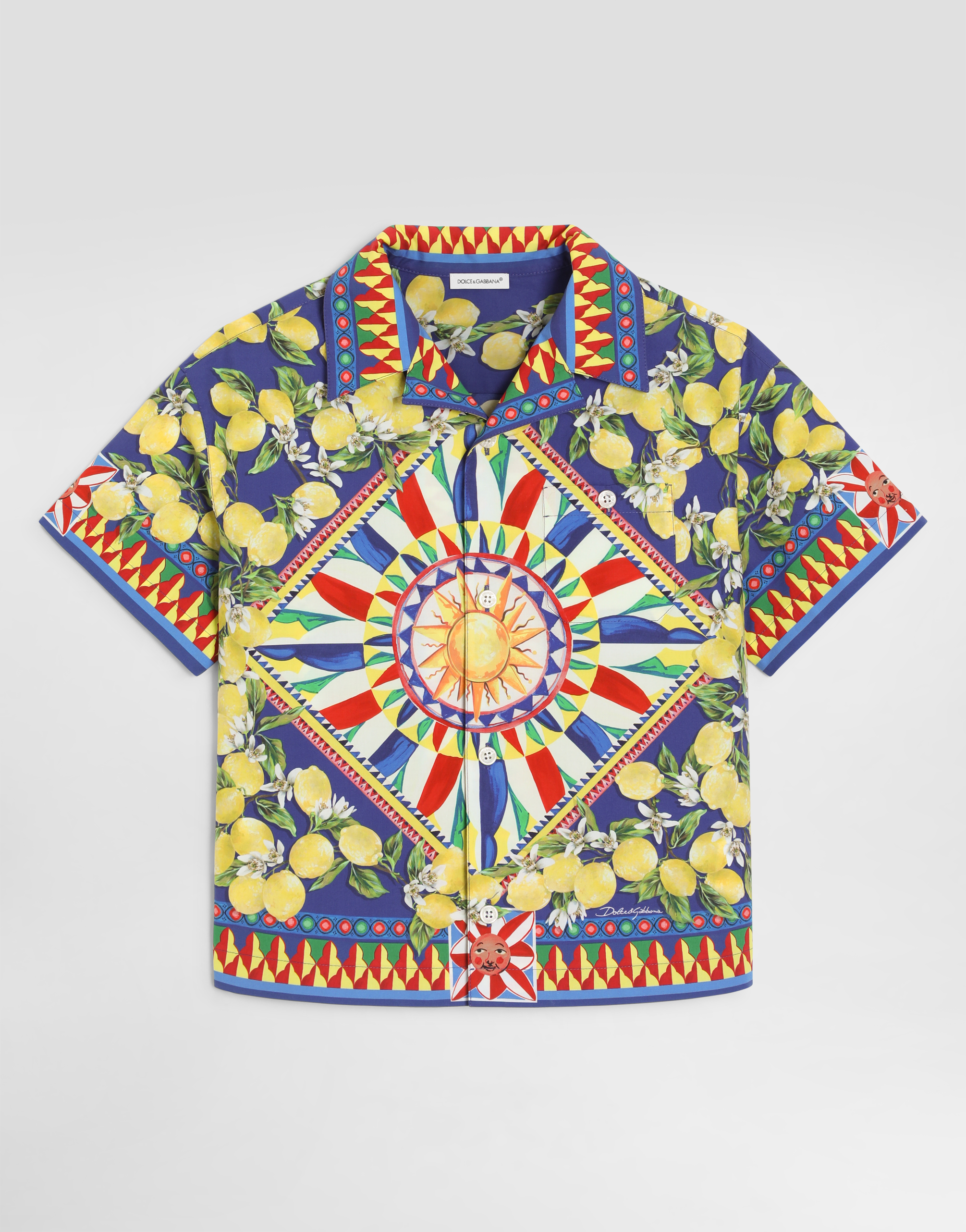 Carretto-print poplin shirt in Multicolor for Boys | Dolce&Gabbana® US