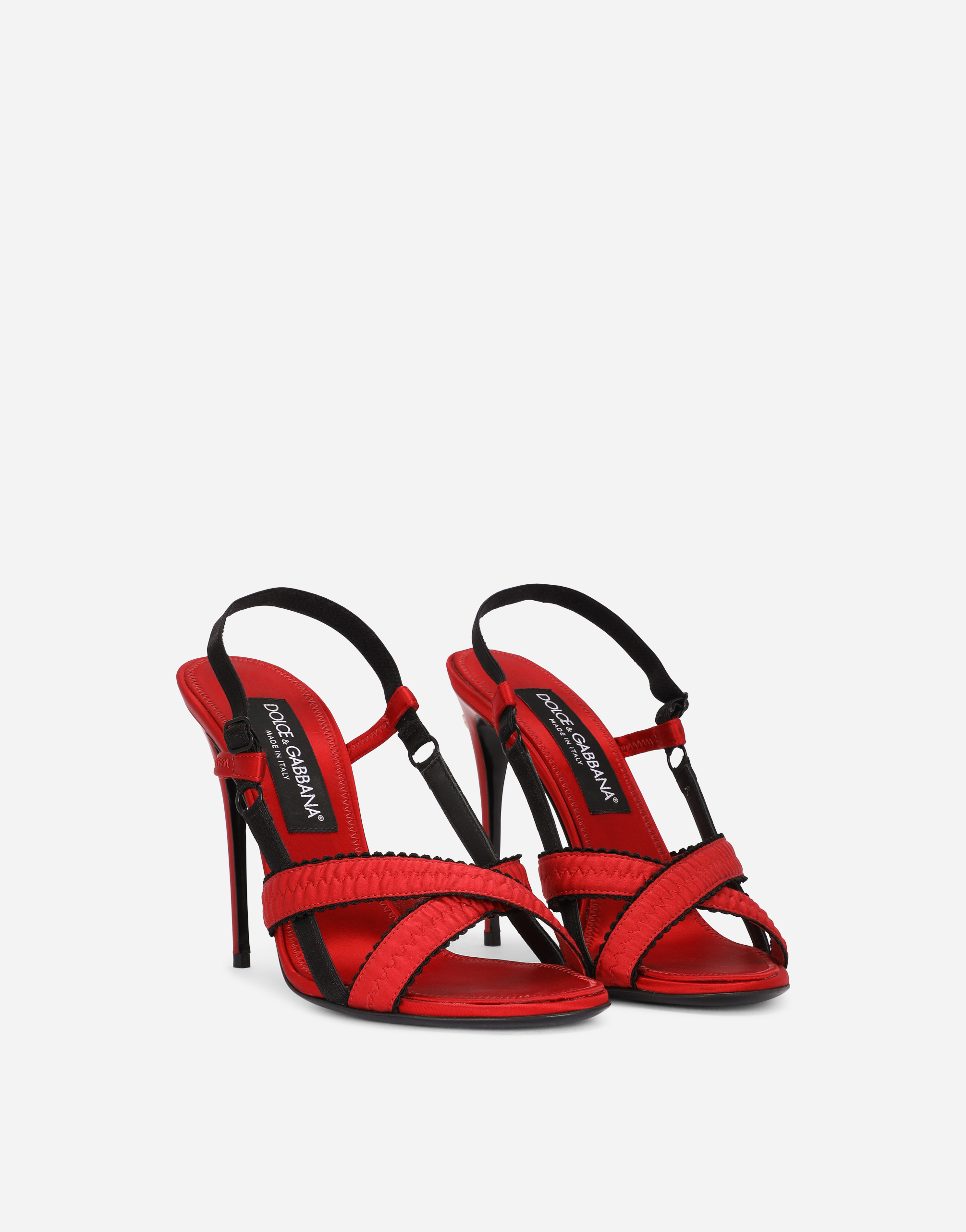 Shop Dolce & Gabbana Corset-style Satin Sandals In Red