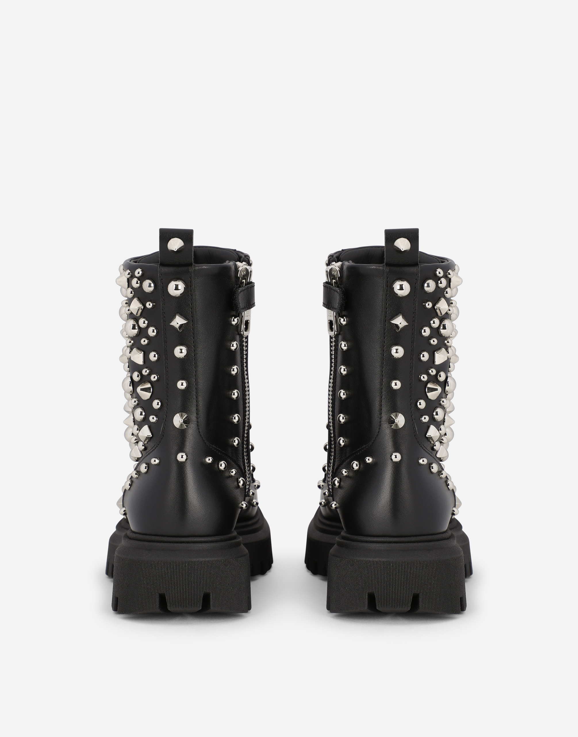 DOLCE & GABBANA STUDDED LEATHER COMBAT BOOTS