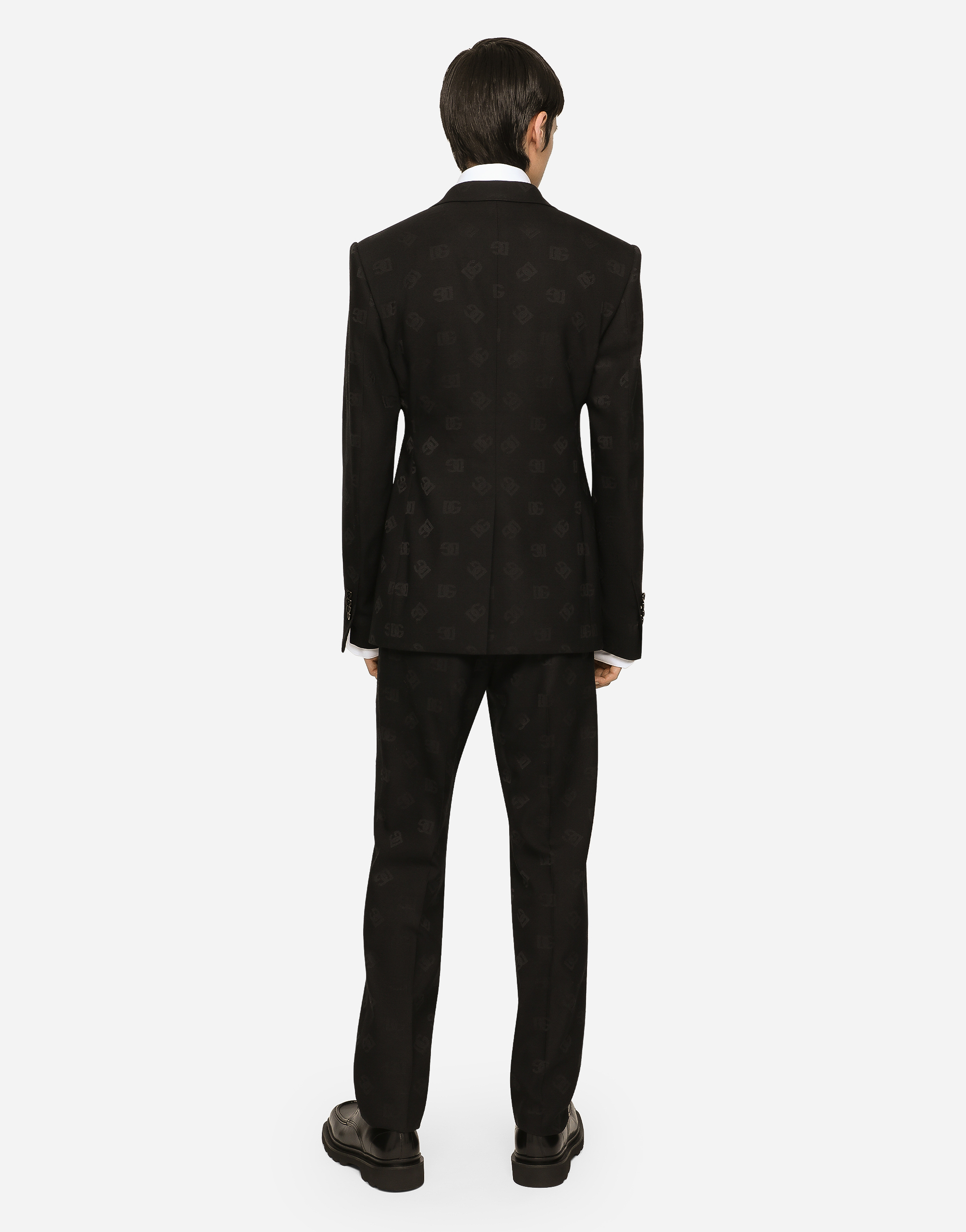 Stretch wool jacquard pants with DG logo