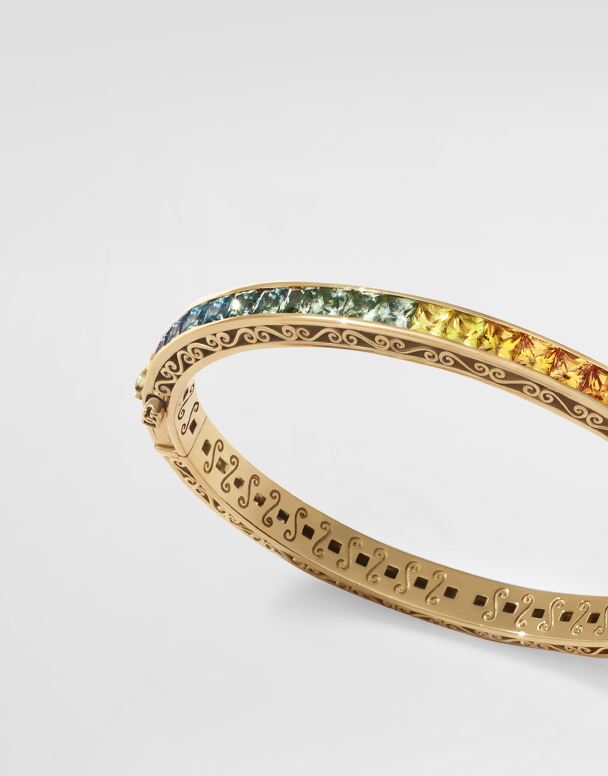 Dolce & Gabbana Rainbow Bracelet 18 Carat Yellow Gold And Multicolored Sapphires In Gold