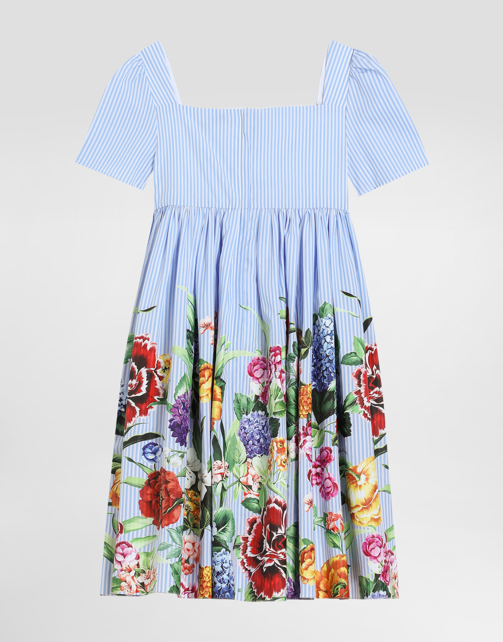 Dolce & Gabbana Striped Poplin Dress With Floral Print In プリ