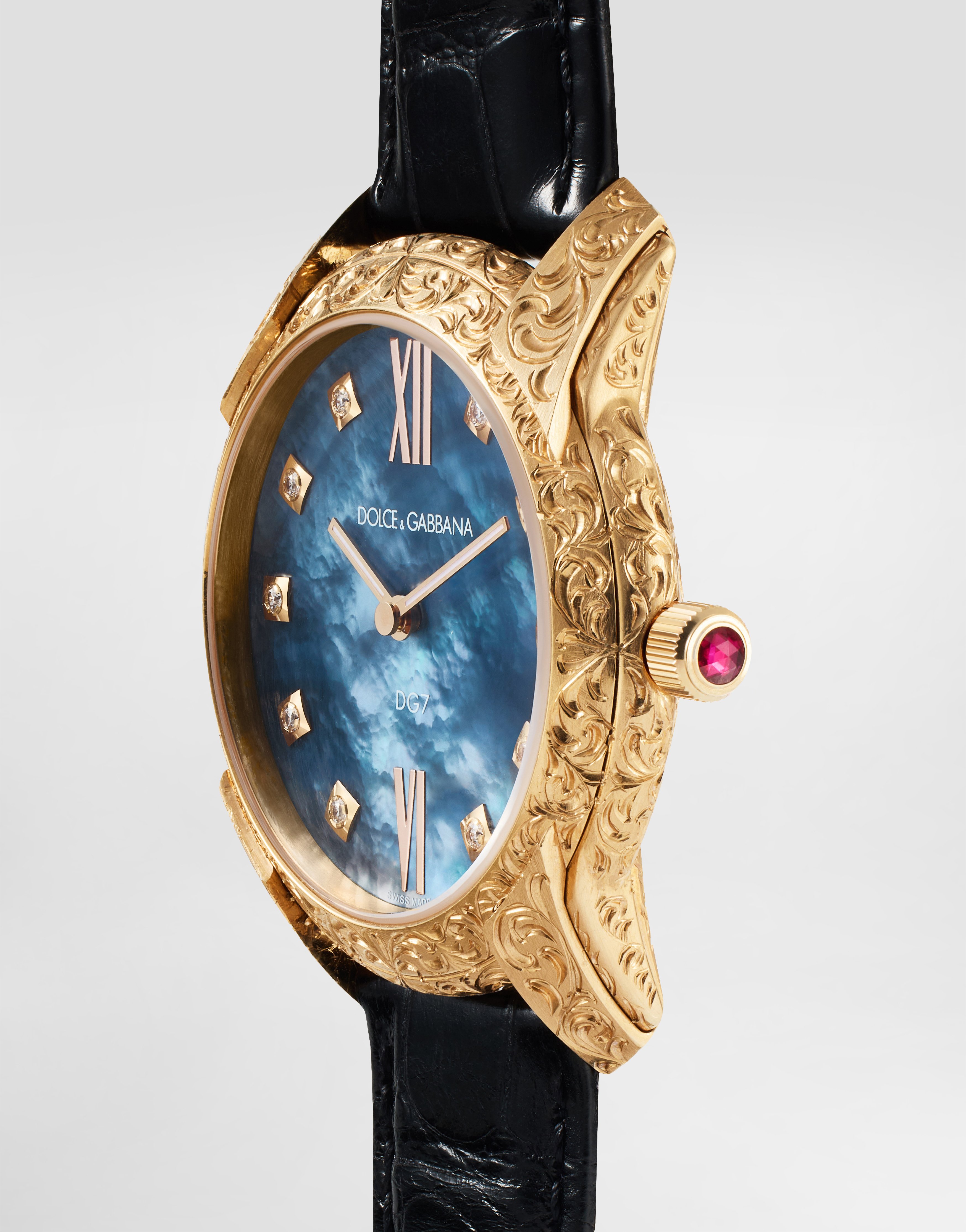  Dolce & Gabbana Dg7 Gattopardo Watch In Red Gold With Black Mother Of Pearl And Diamonds - Woman Watches Black Onesize 