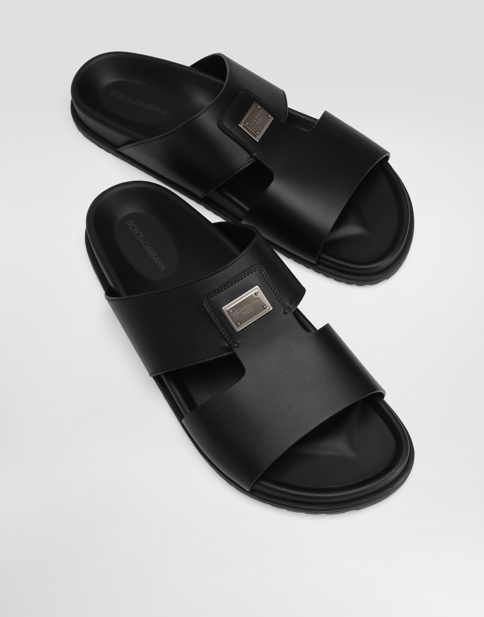 Dolce & Gabbana Black Slip On Sandals