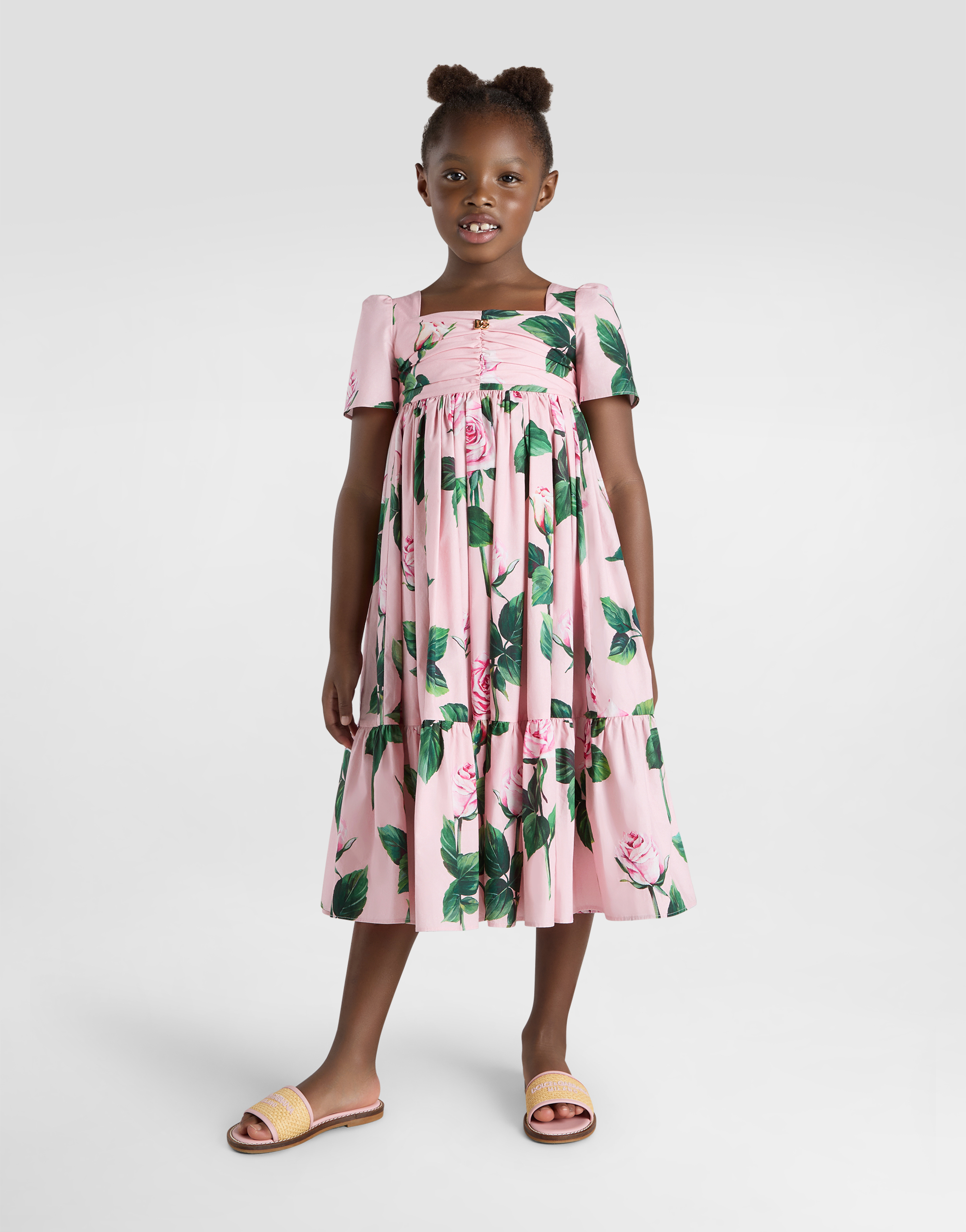Dolce & Gabbana Rose-print Poplin Dress In Print