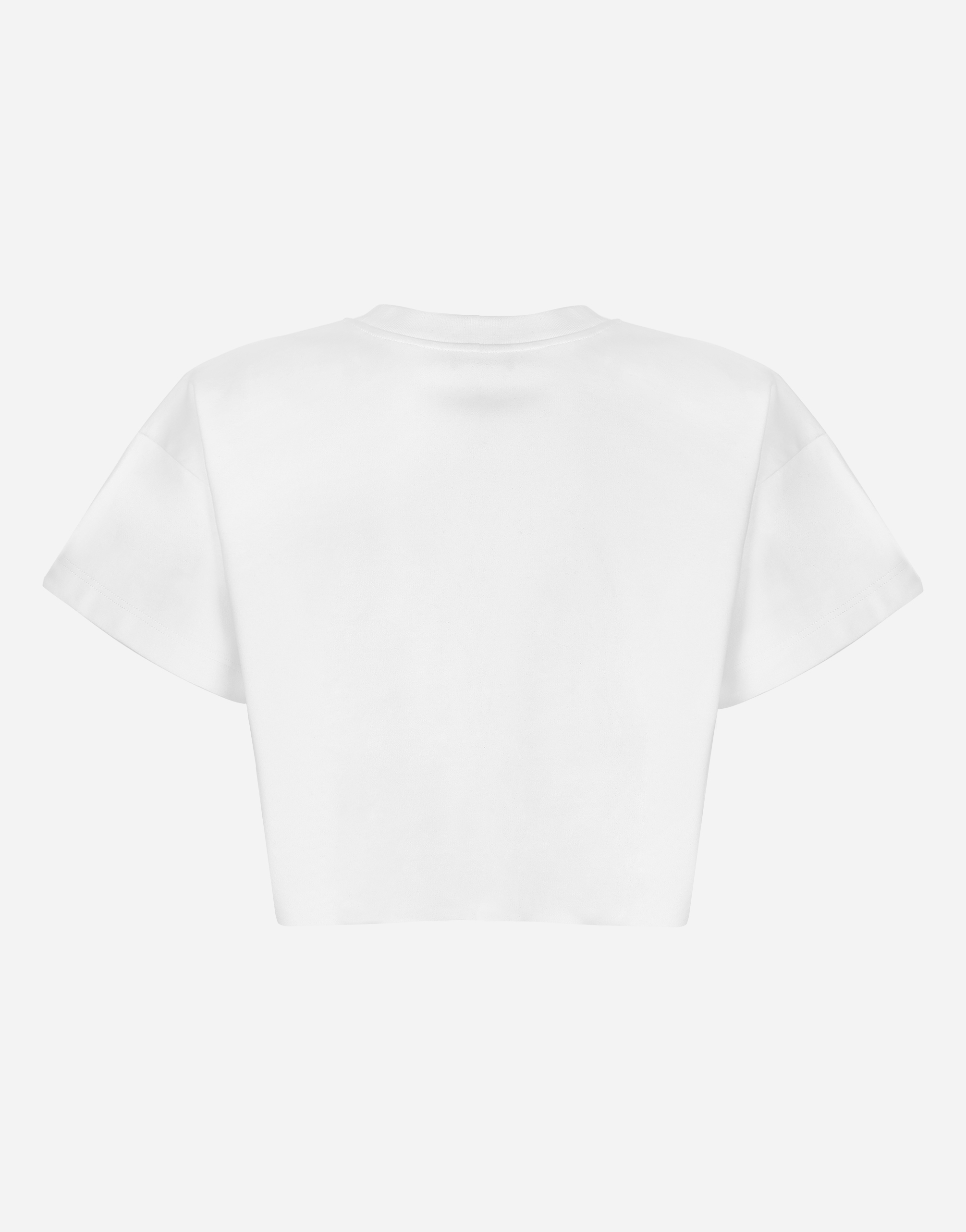 DOLCE & GABBANA CROPPED JERSEY T-SHIRT WITH DOLCE&GABBANA LETTERING